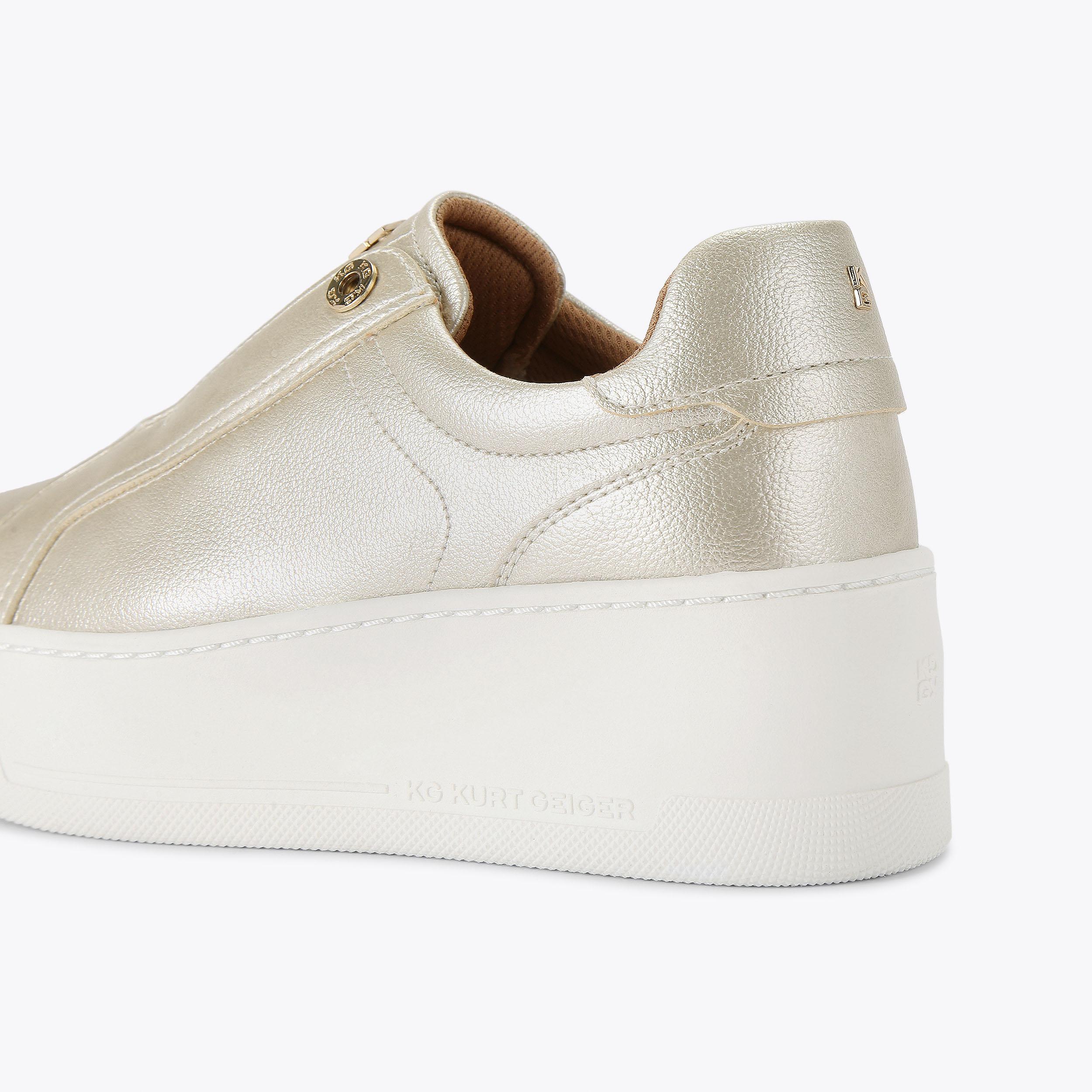 Kurt geiger white and gold trainers online