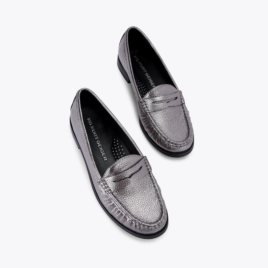 MATTIE Silver Slip On Loafer by KG KURT GEIGER