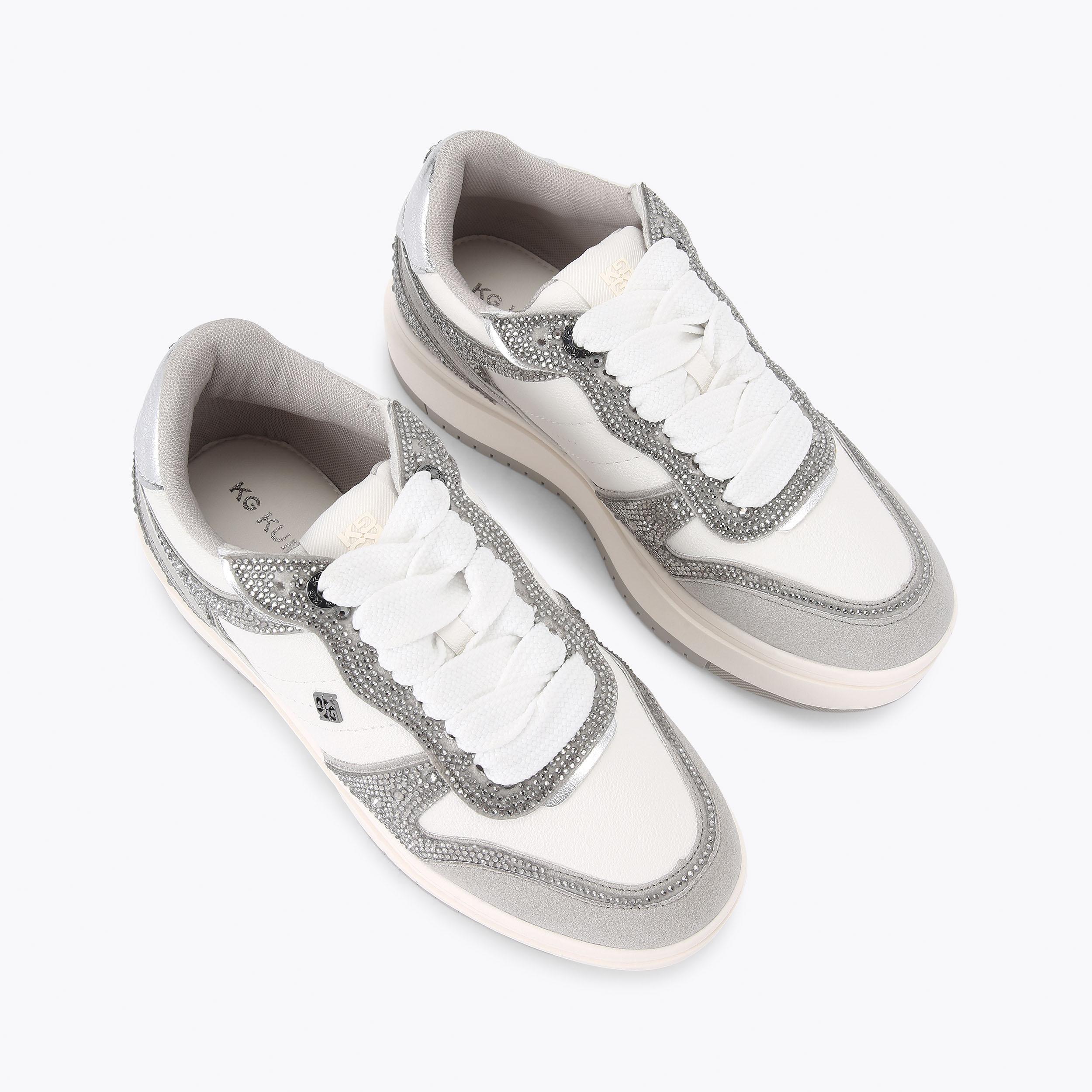 KICK SKATER GEM Grey Crystal Sneaker by KG KURT GEIGER