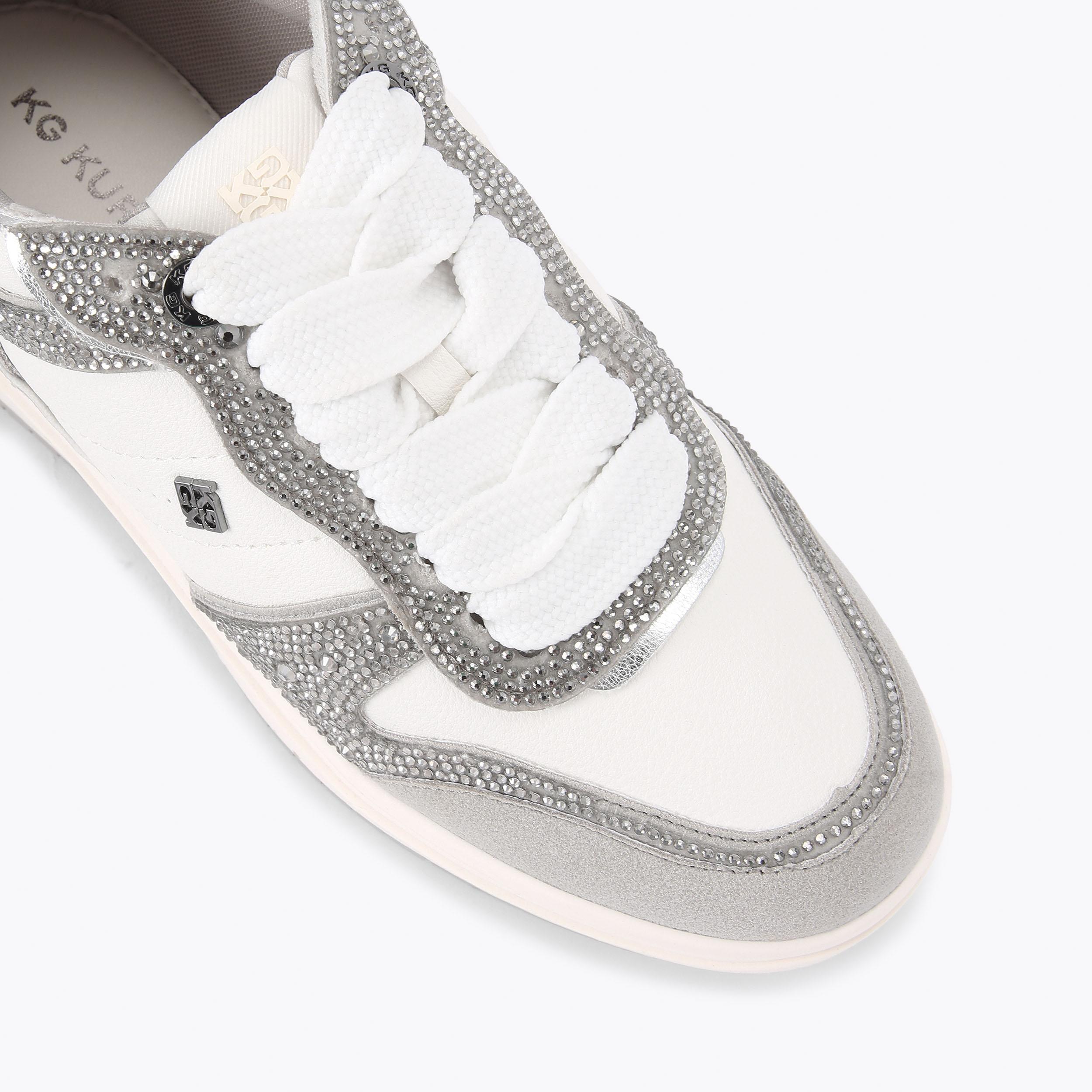KICK SKATER GEM Grey Crystal Sneaker by KG KURT GEIGER
