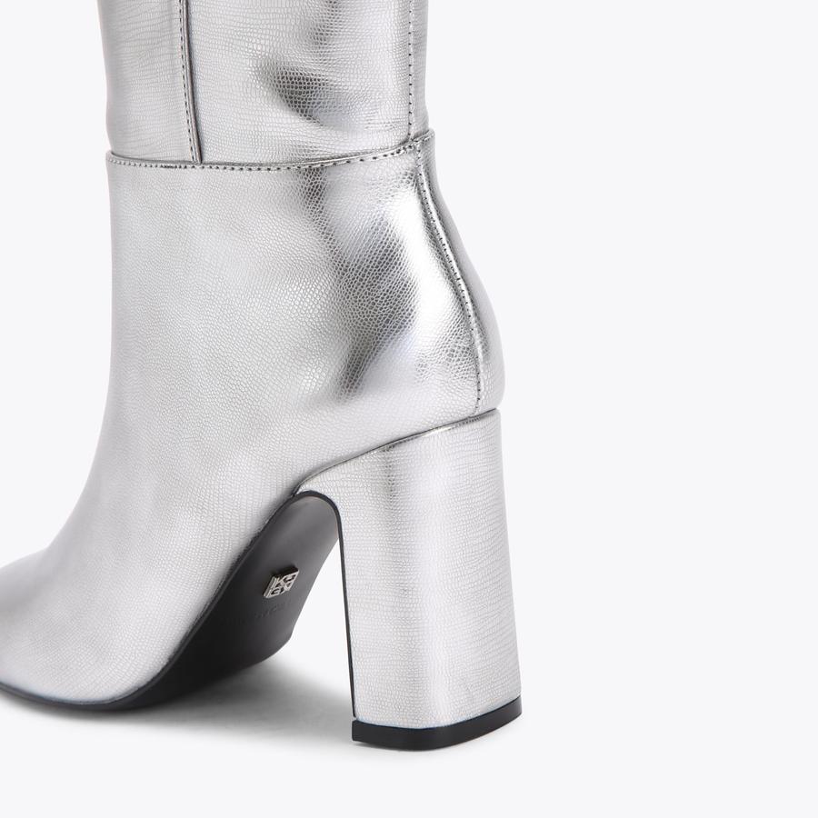 TITAN HIGH LEG Silver Metallic Ankle Boot by KG KURT GEIGER