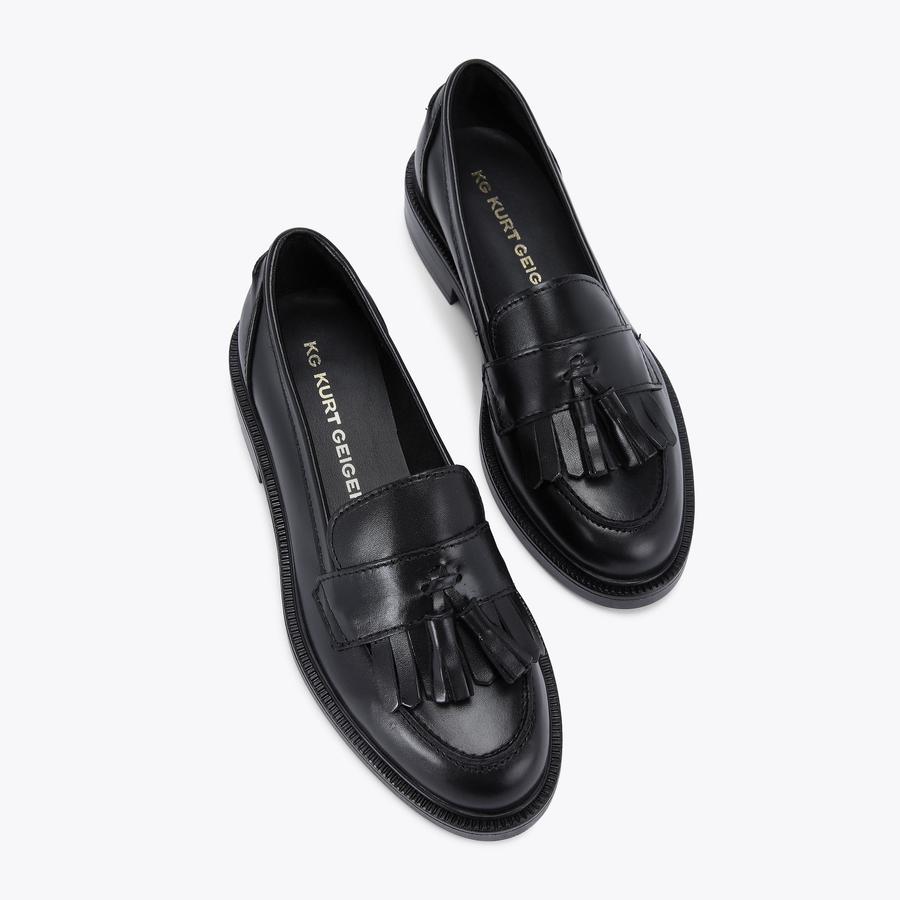 MIRA Black Leather Slip On Loafer by KG KURT GEIGER