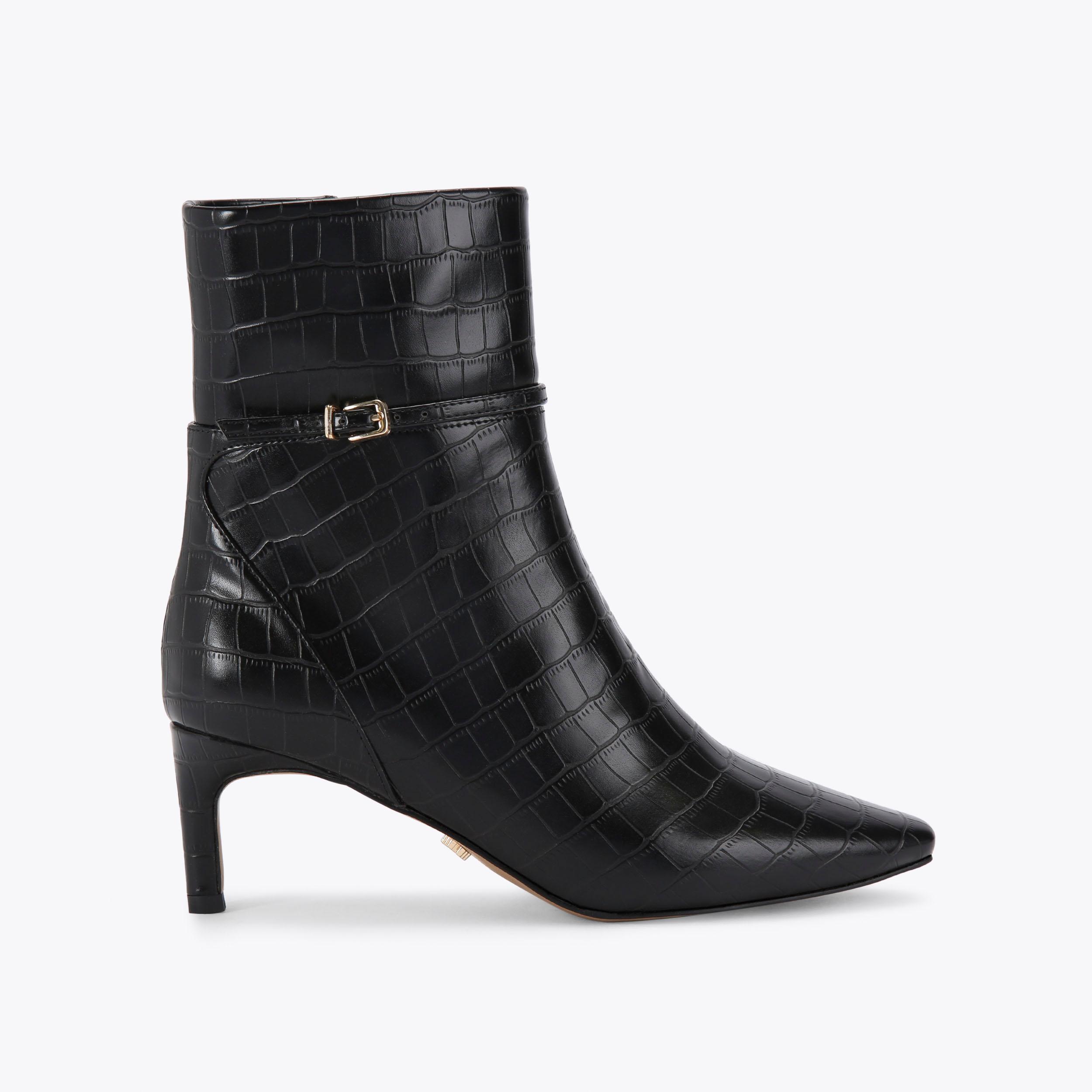 IMPRESS ANKLE Black Croc Ankle Boot by CARVELA