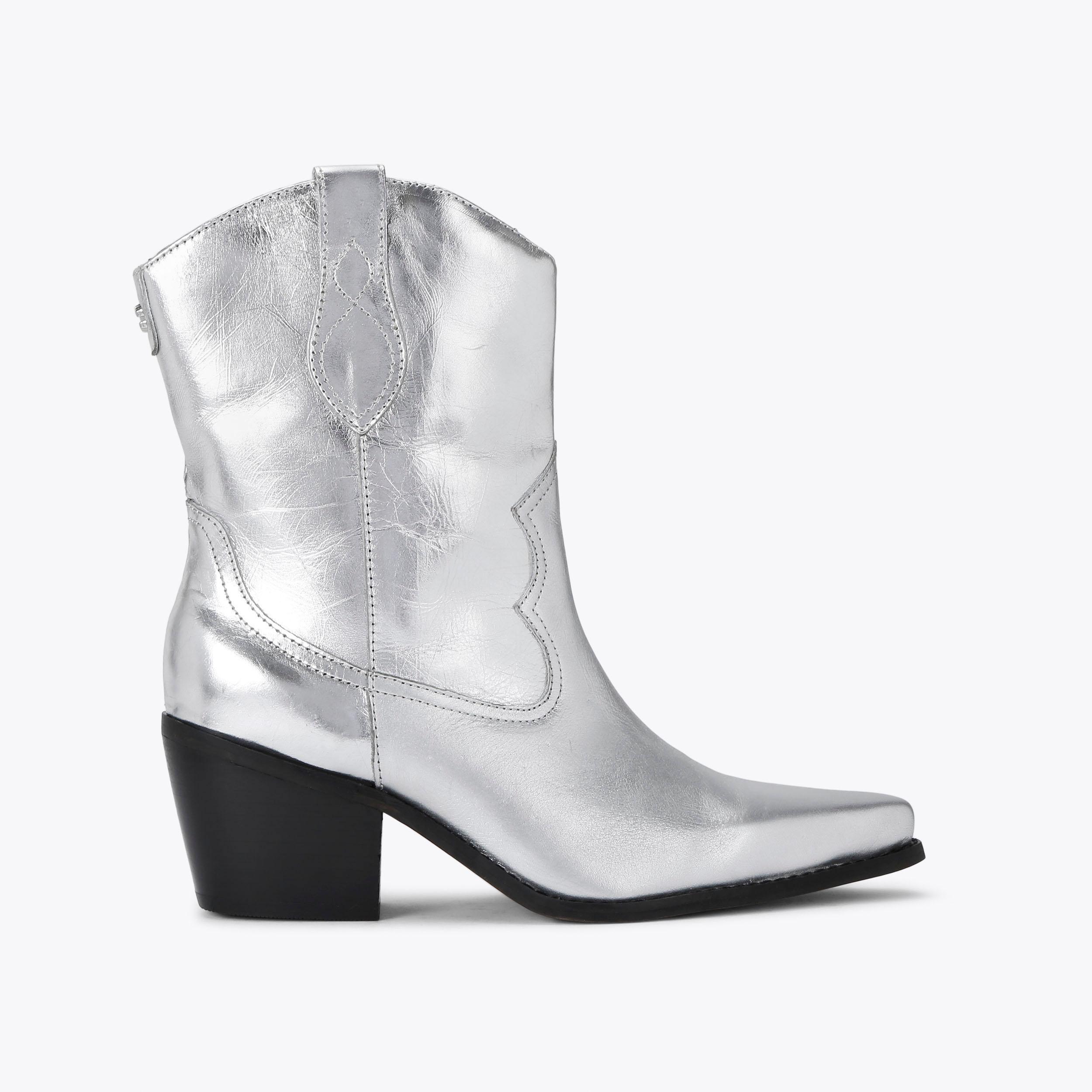 MAVEN Silver Western Ankle Boot by CARVELA