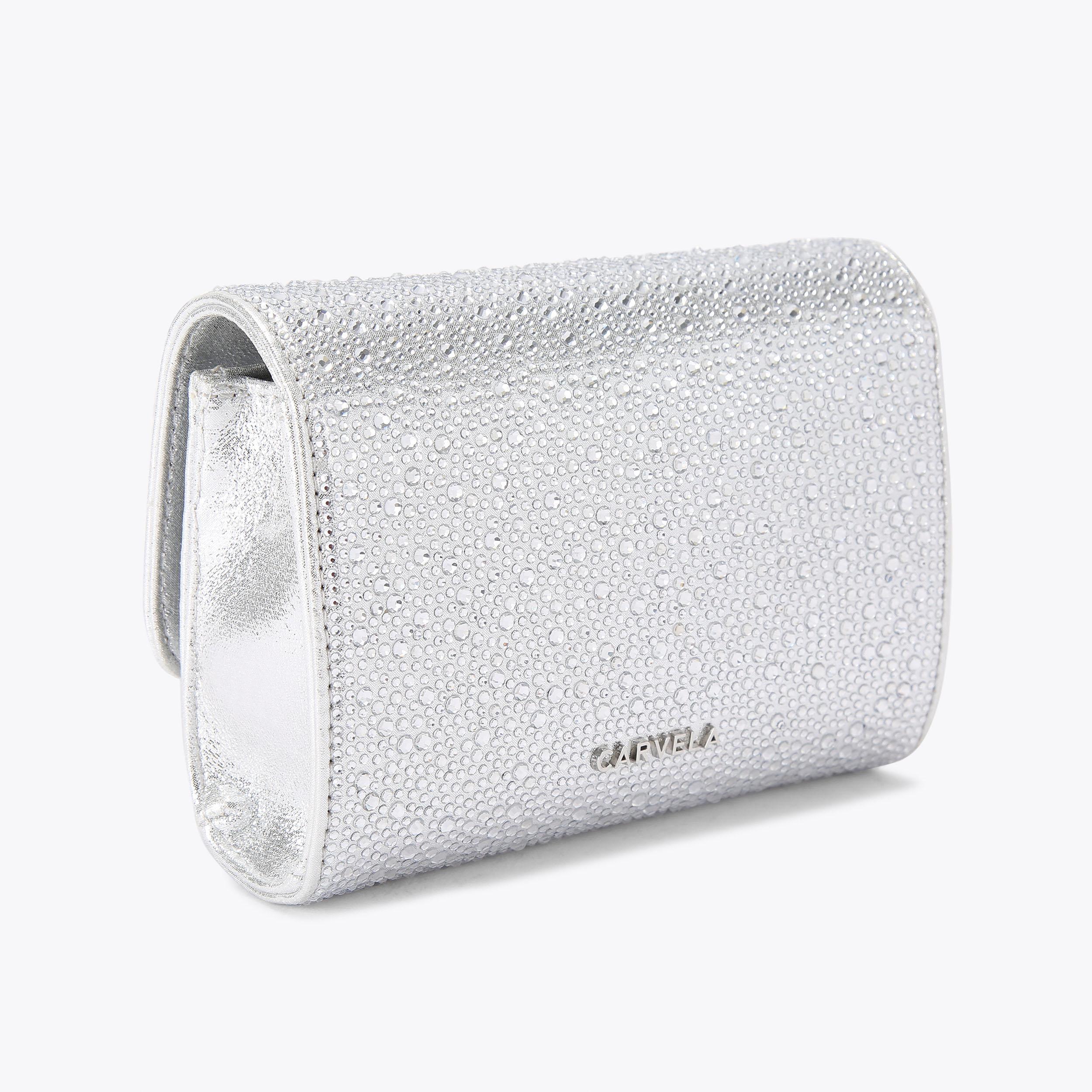 REGAL BOW SHOULDER Silver Bow Shoulder Bag by CARVELA