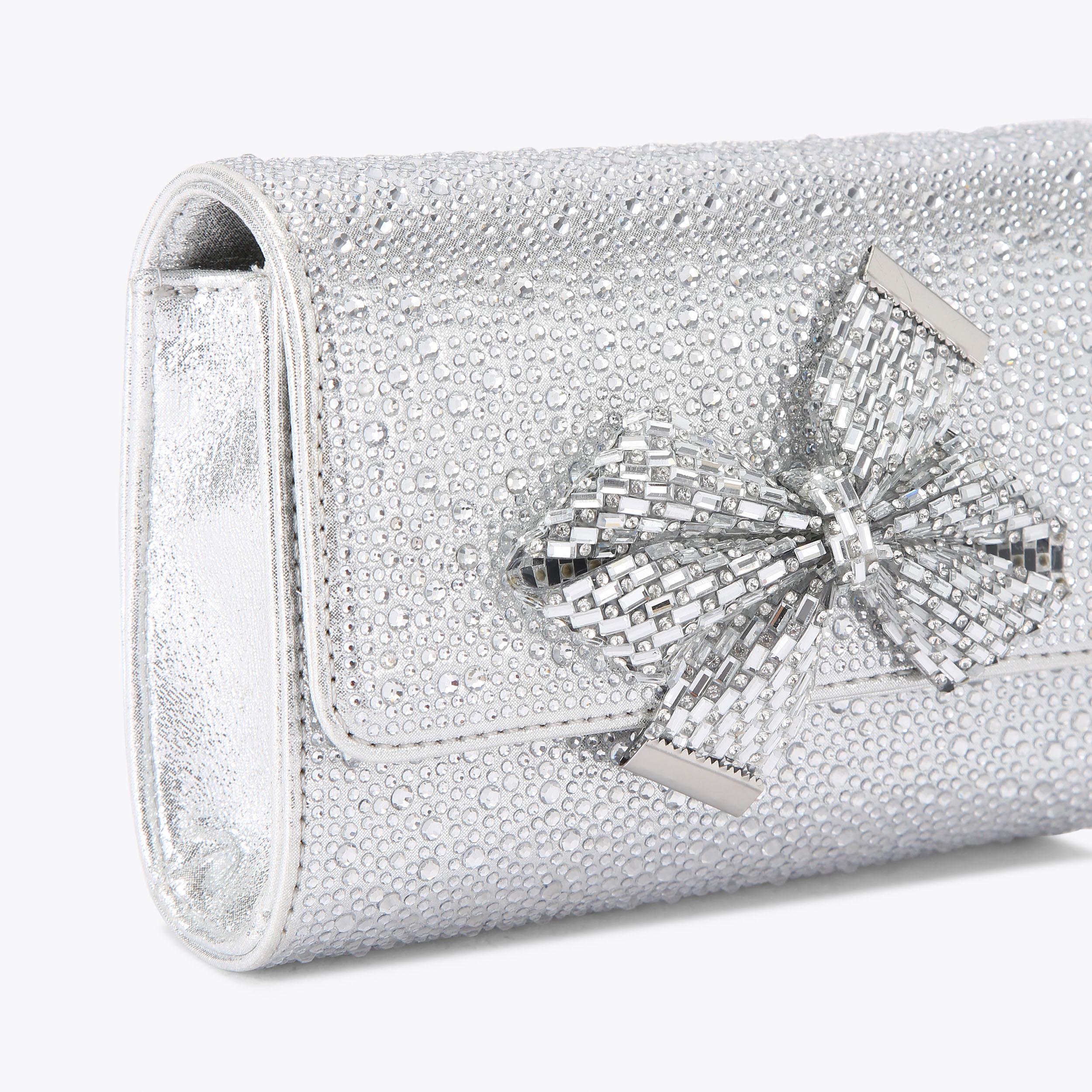 REGAL BOW SHOULDER Silver Bow Shoulder Bag by CARVELA