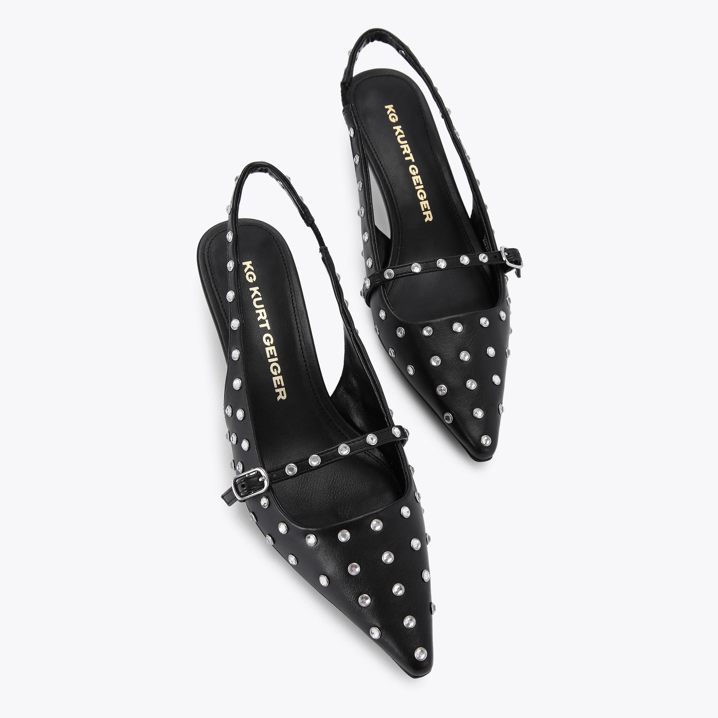 FORMER STUD Black Crystal Kitten Heel by KG KURT GEIGER