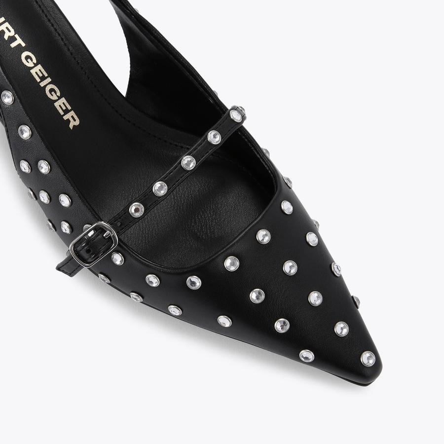 Black studded kitten heels hotsell