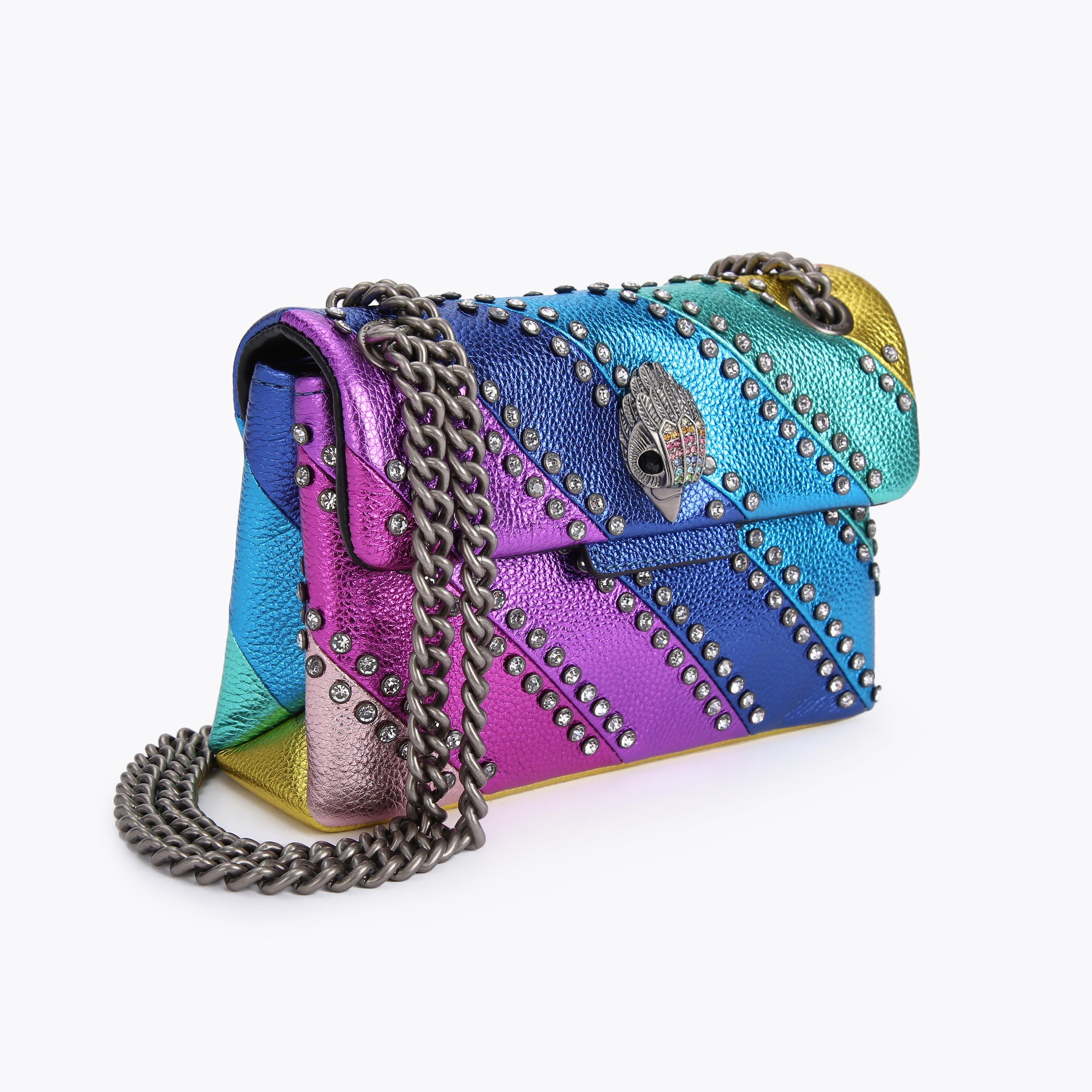 CRYSTAL MINI KENSINGTON Rainbow Stripe Embellished Mini Shoulder Bag by KURT GEIGER LONDON