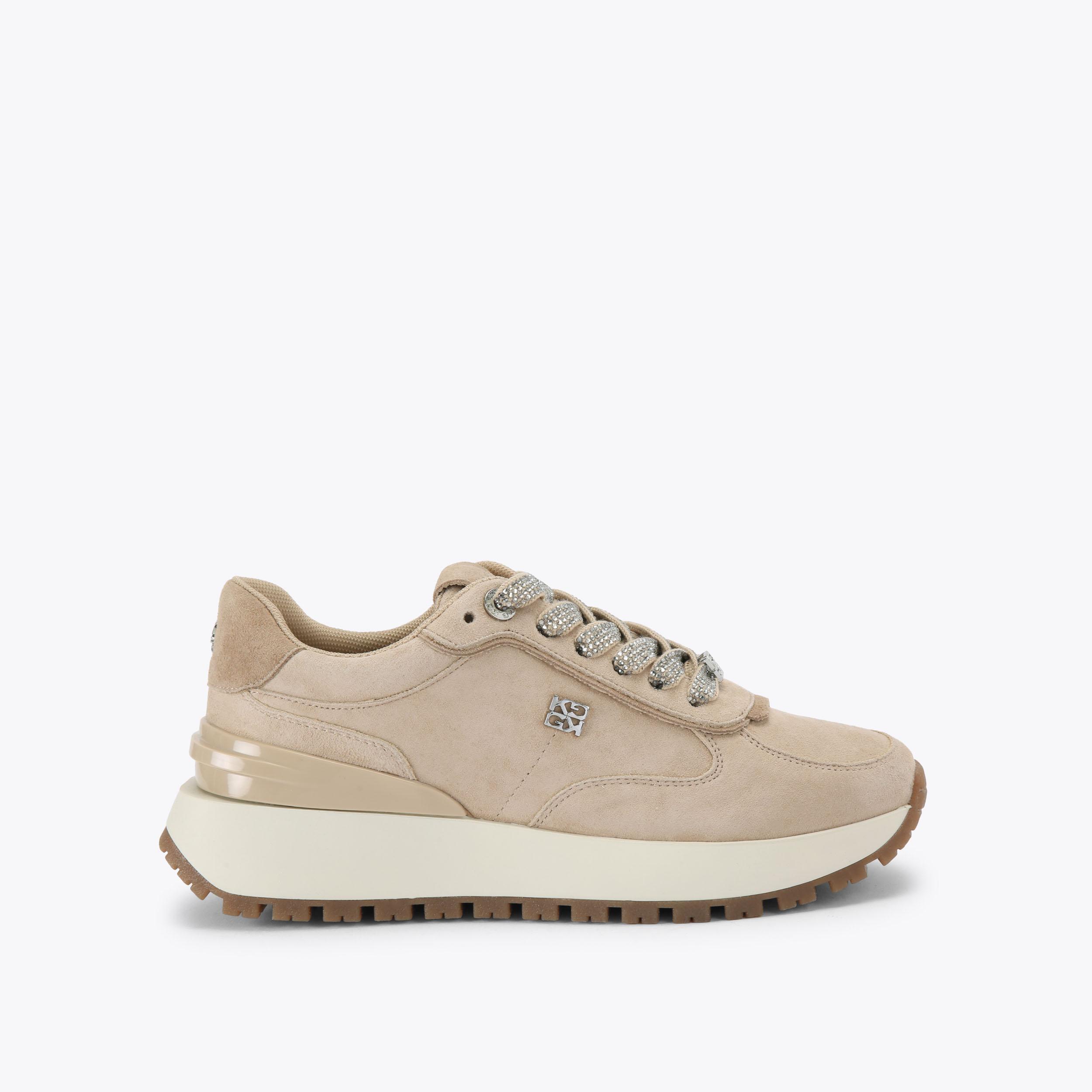 リュ LOUISA2 Taupe Suede Lace Up Sneaker by KG Kurt Geiger