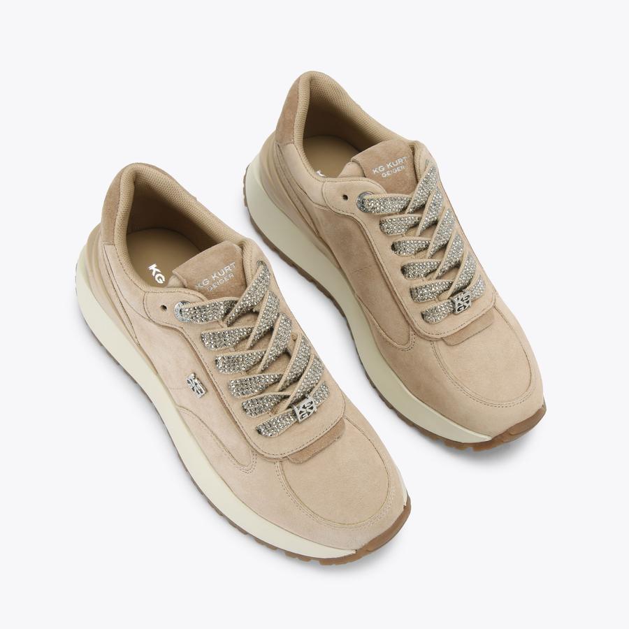 LOUISA2 Taupe Suede Lace Up Sneaker by KG Kurt Geiger