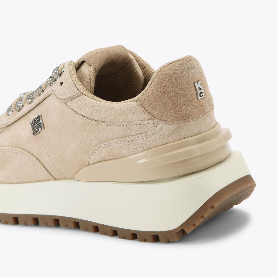 LOUISA2 Taupe Suede Lace Up Sneaker by KG Kurt Geiger