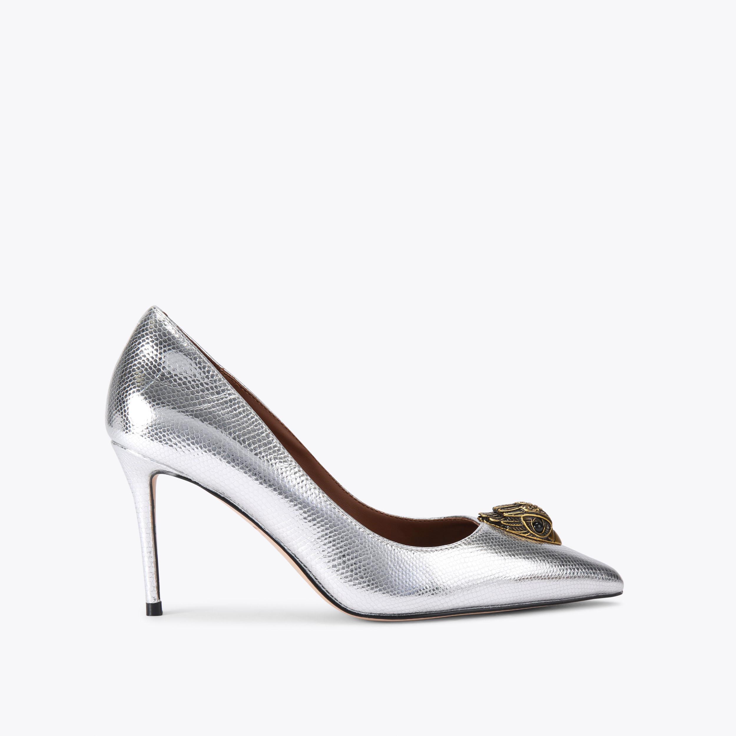 BELGRAVIA EAGLE COURT Silver Snake Embossed Court Heel by KURT GEIGER LONDON