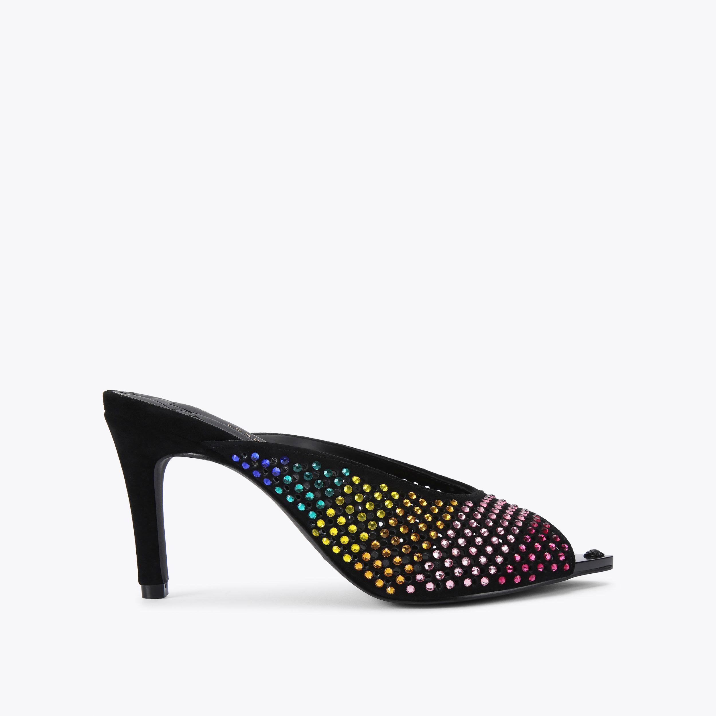 REGENT POINT MULE Black Suede Crystal Mule by KURT GEIGER LONDON