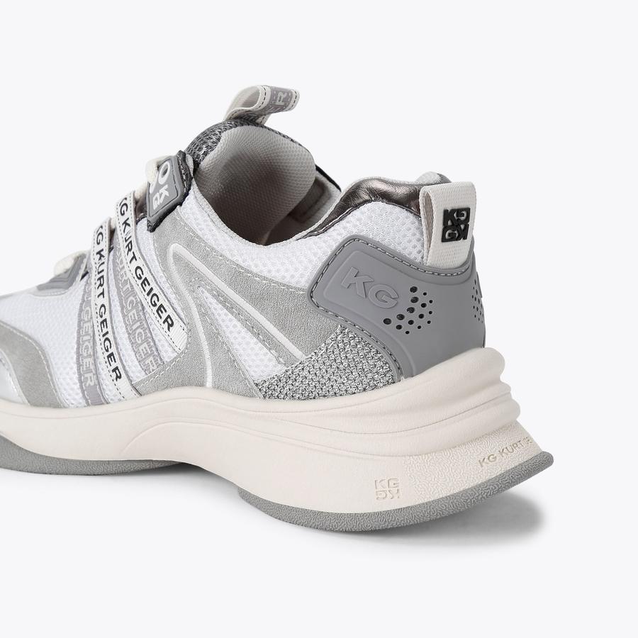 KELSIE Silver Lace Up Sneaker by KG KURT GEIGER