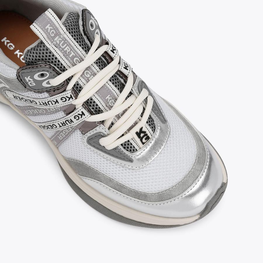 KELSIE Silver Lace Up Sneaker by KG KURT GEIGER