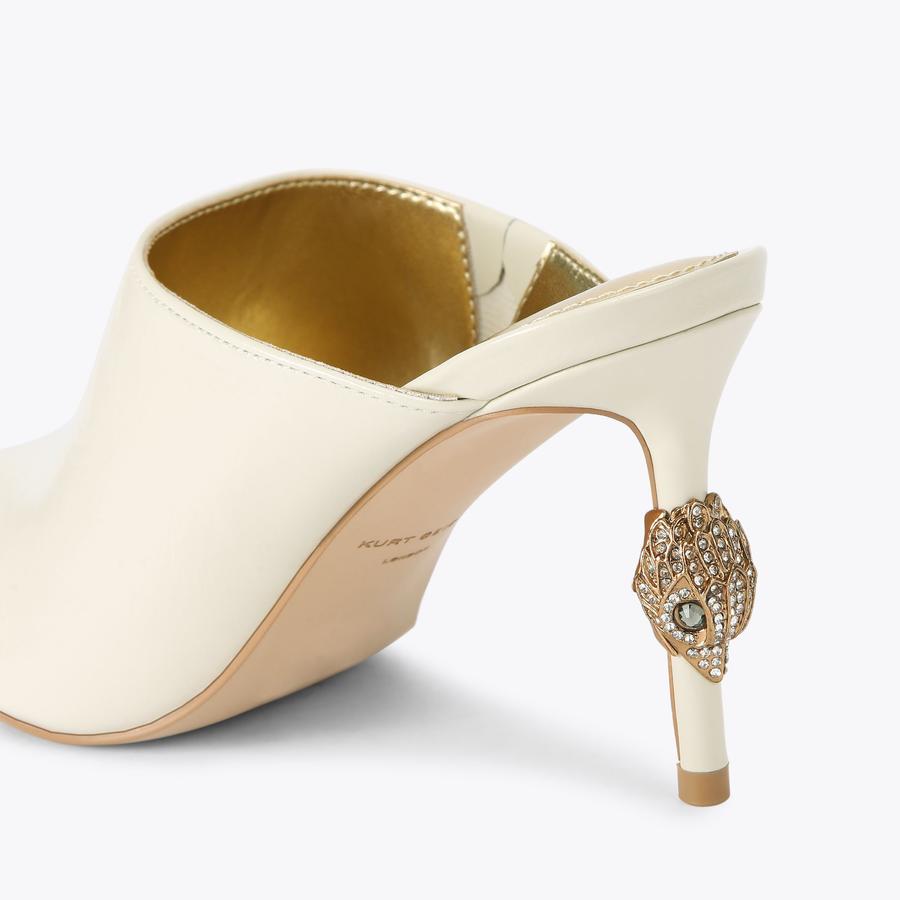 EAGLE HIGH HEEL SQ MULE Bone Patent High Heel by KURT GEIGER LONDON