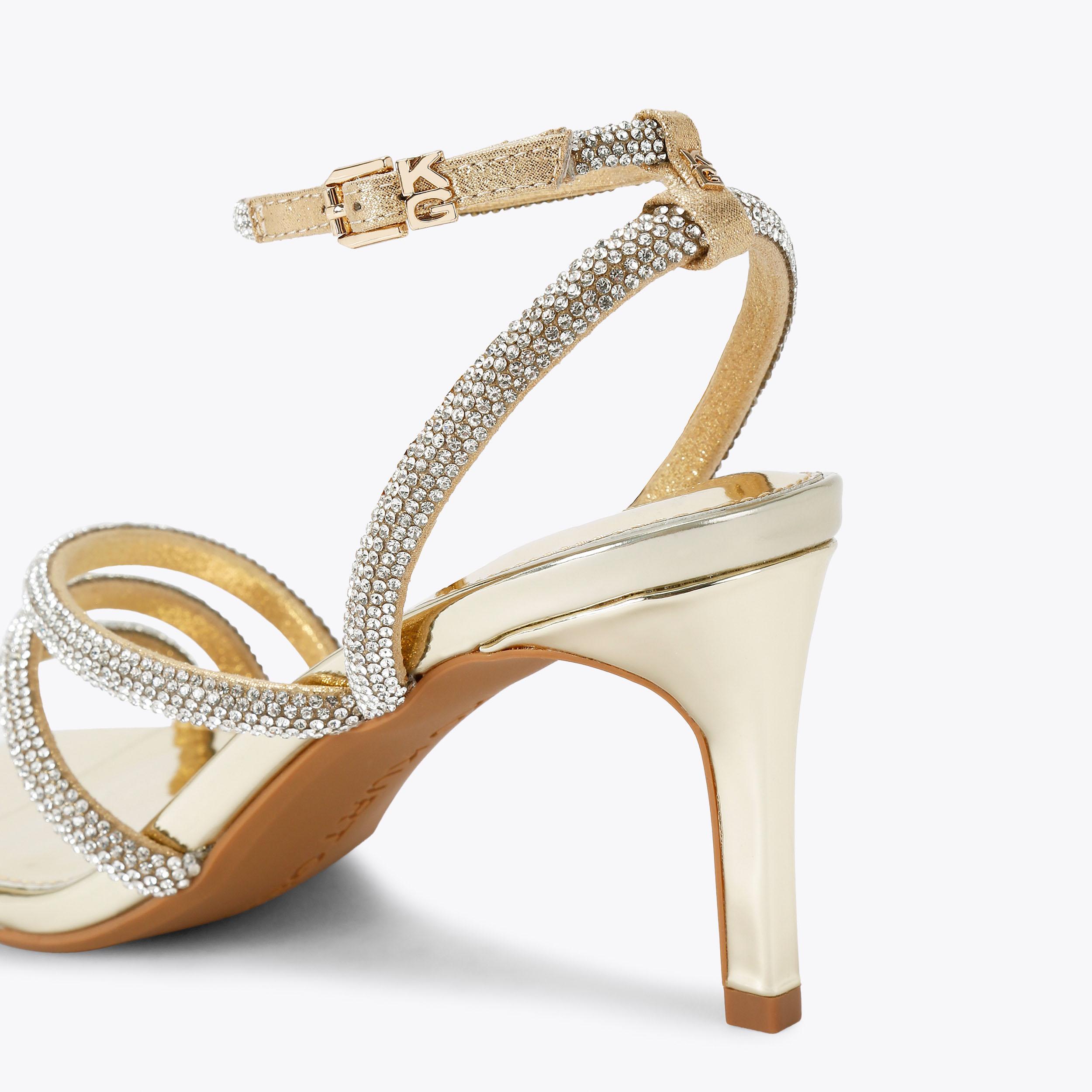 SAVANNA LOW2 Gold Crystal Sandals by KG KURT GEIGER