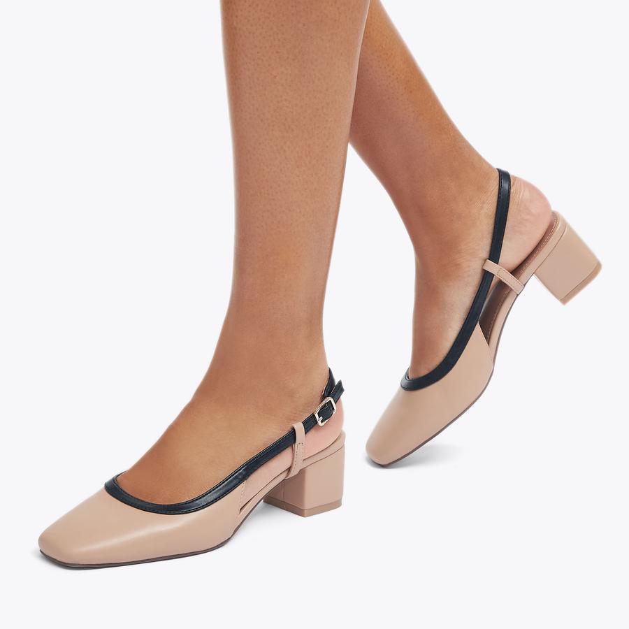LEILA Beige Slingback Block Heel by CARVELA