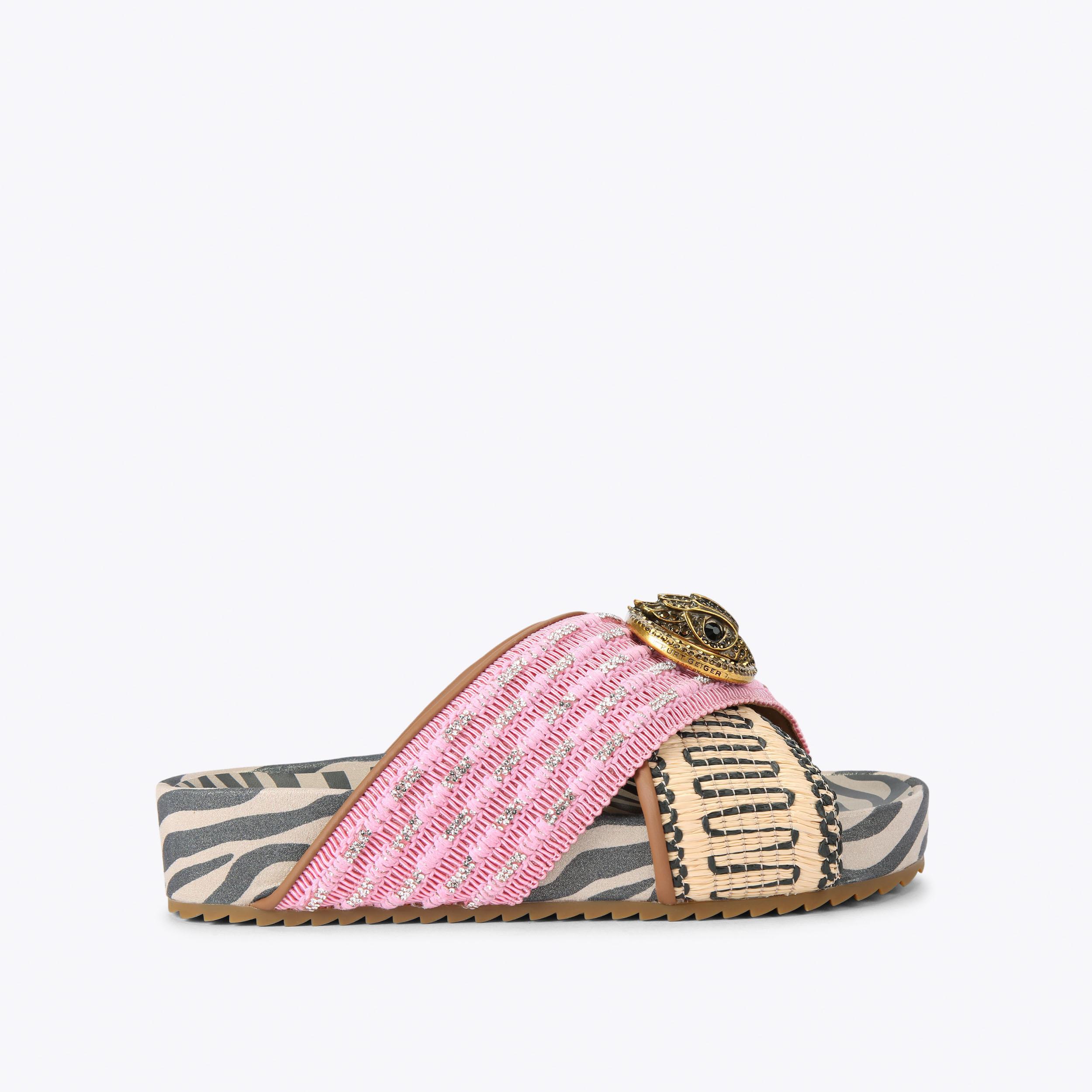 CHELSEA CROSS STRAP Fuchsia Woven Slip On Sandal by KURT GEIGER LONDON