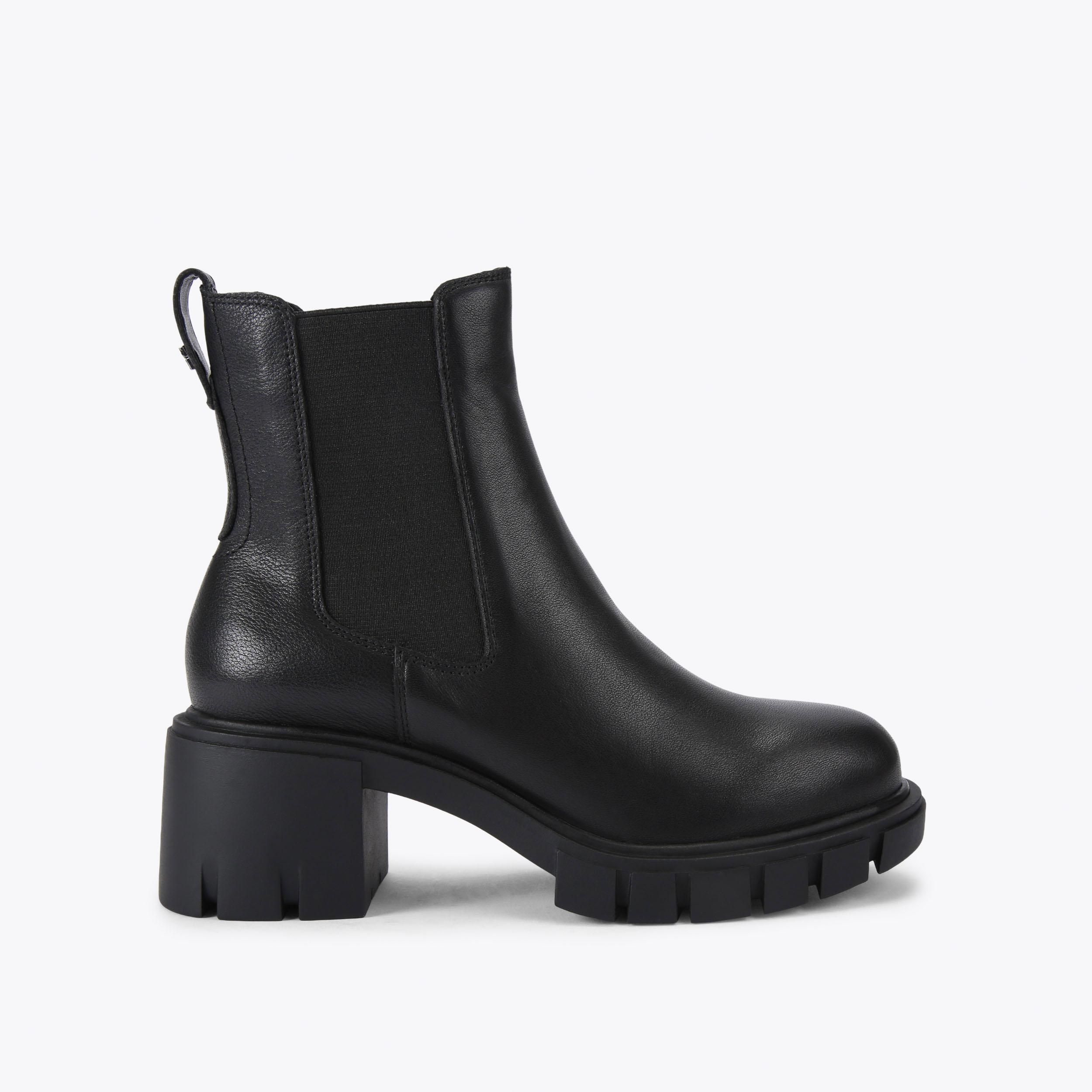 TRUE Black Leather Heeled Boot by KG KURT GEIGER