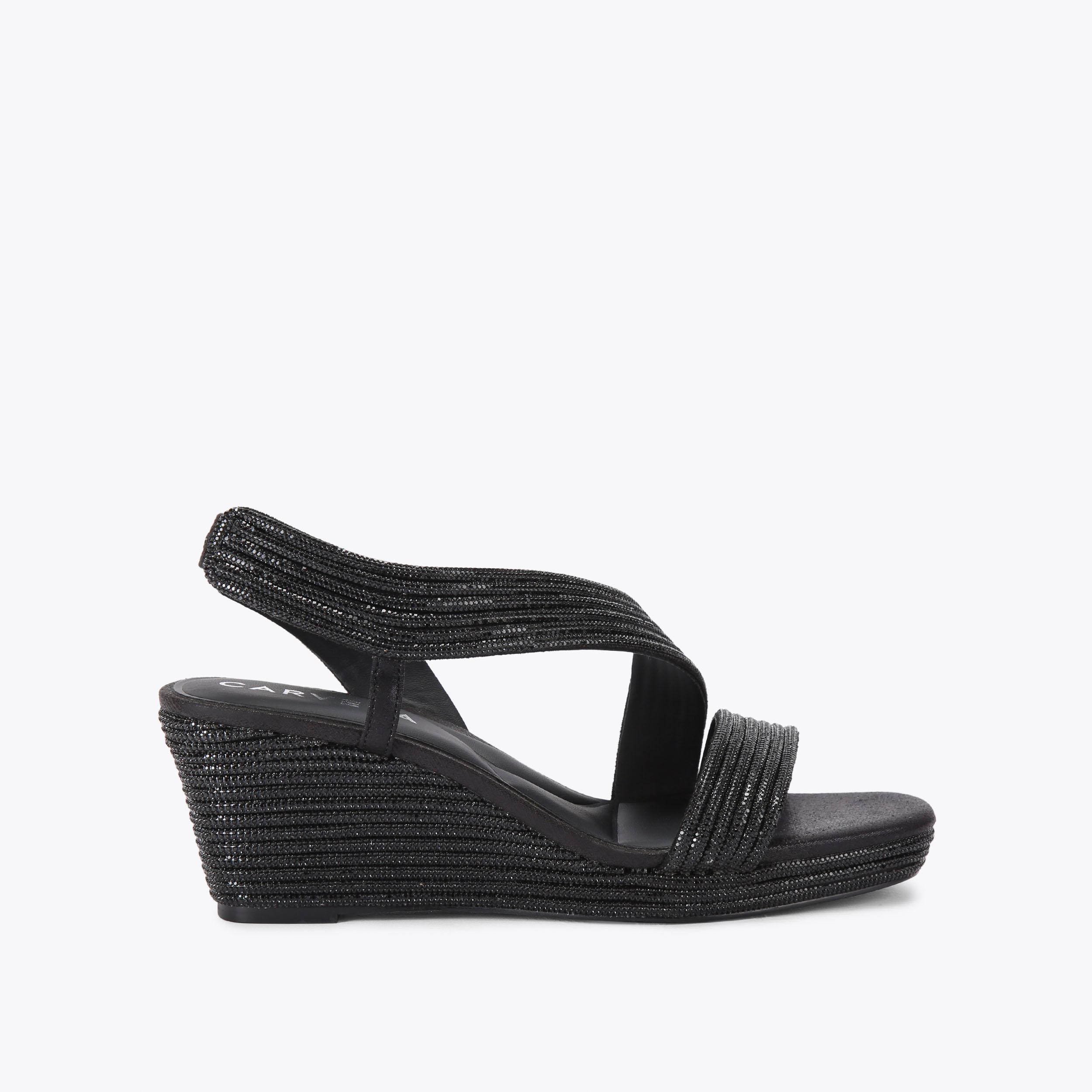 Wedge Shoes Carvela Black Wedge Sandals GALA WEDGE JEWEL 70 Black