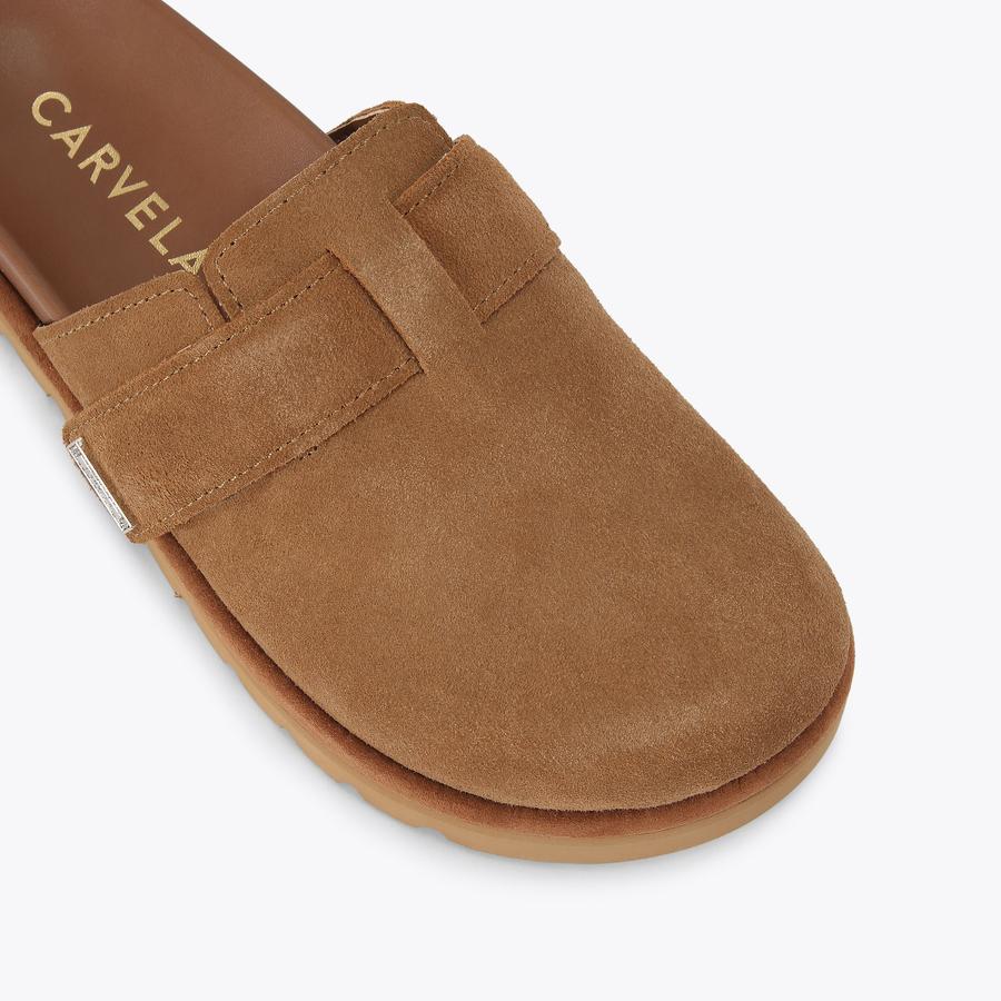 ★FLCT★ Nube Mule_Brown Nike Calm Mule College Grey Gum – Puffer Reds