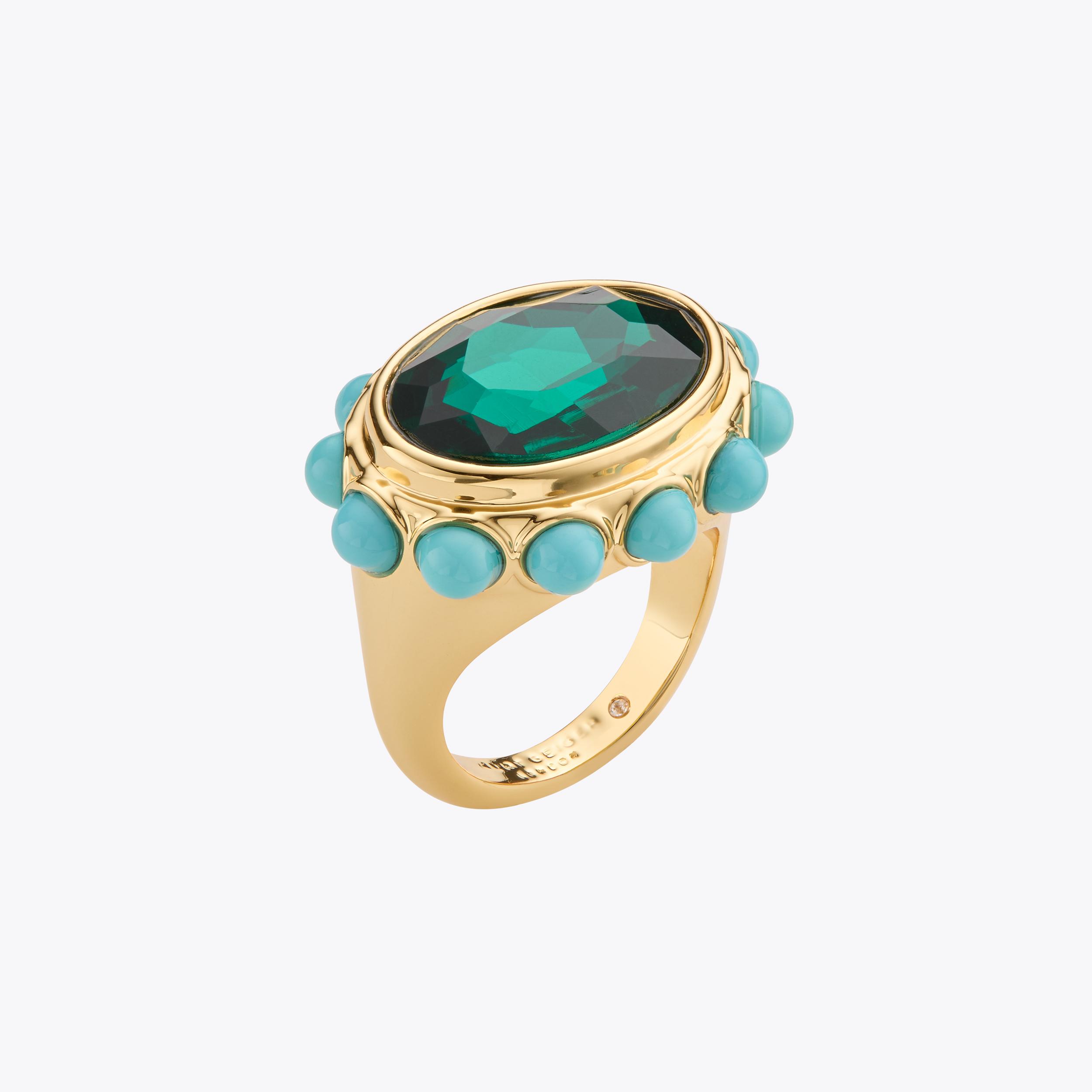 SM OVAL COCKTAIL RING Brass Chunky Ring by KURT GEIGER LONDON