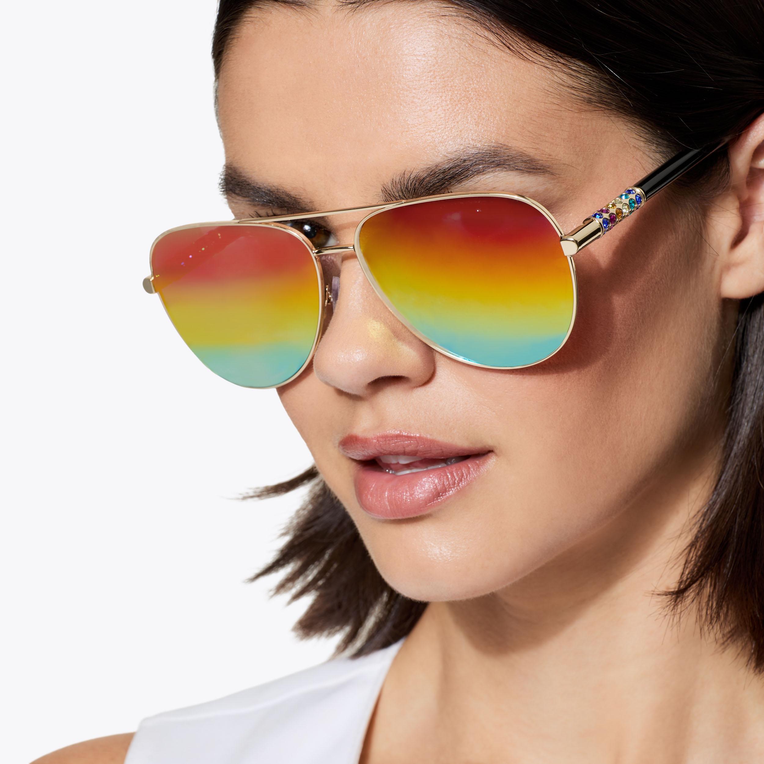 LG MAYFAIR AVIATOR Gold Iridescent Sunglasses by KURT GEIGER 
