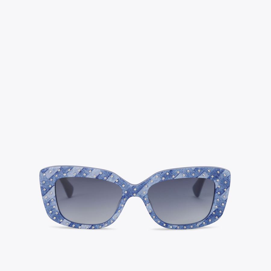 SHOREDITCH GEM RECTANGLE Blue Denim Weave Sunglasses by KURT  display picture 3