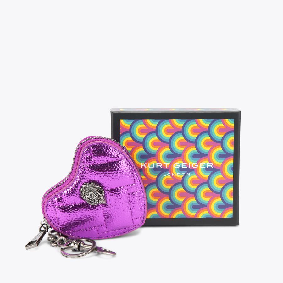 KENSINGTON HEART CHARM Metallic Purple Keyring by KURT GEIGER LONDON