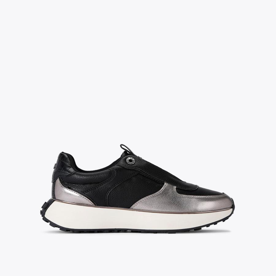 LOGAN LACELESS Black Metallic Sneaker by KG KURT GEIGER
