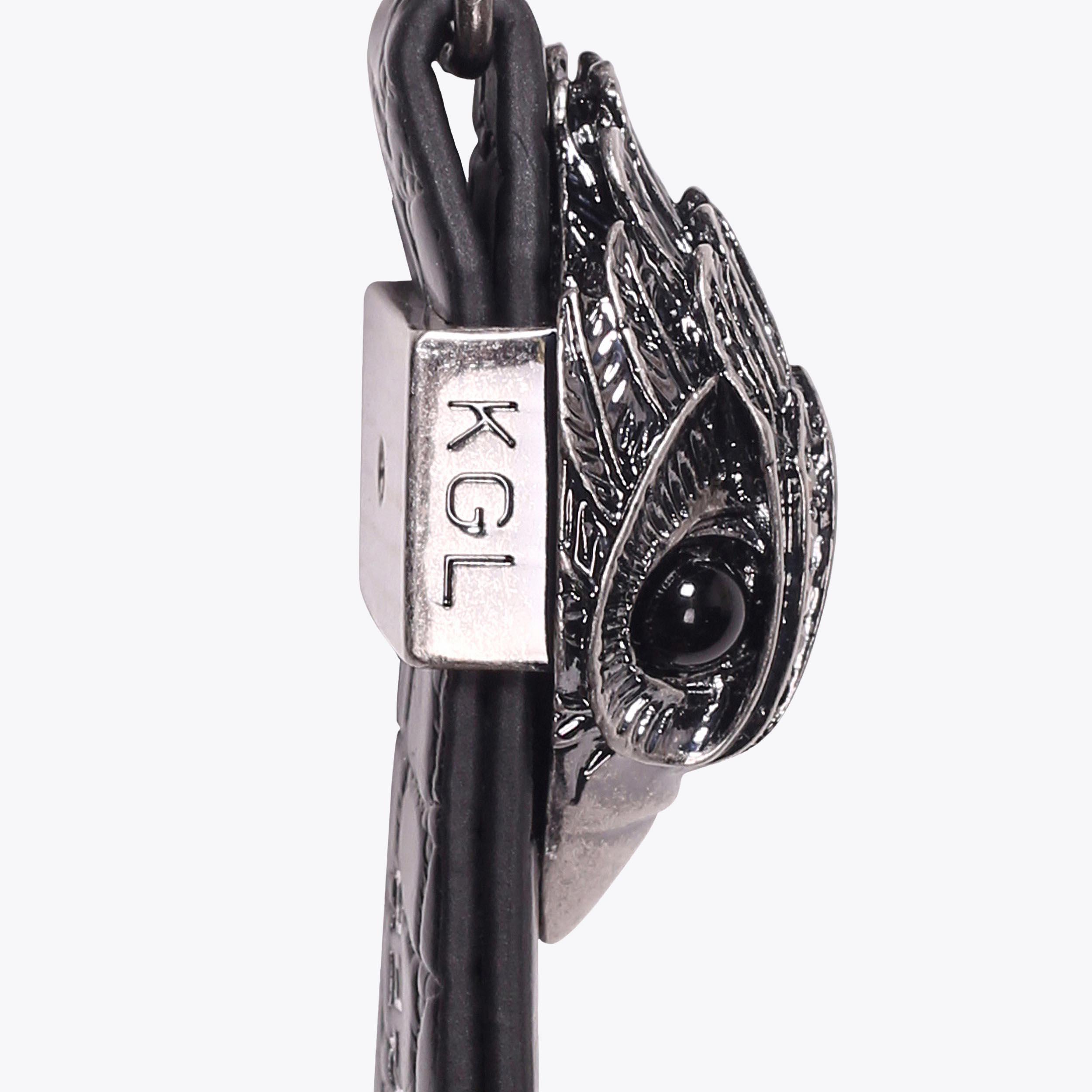 EAGLE KEYRING GIFT BOX Black Silver Eagle Charm In Gift Box