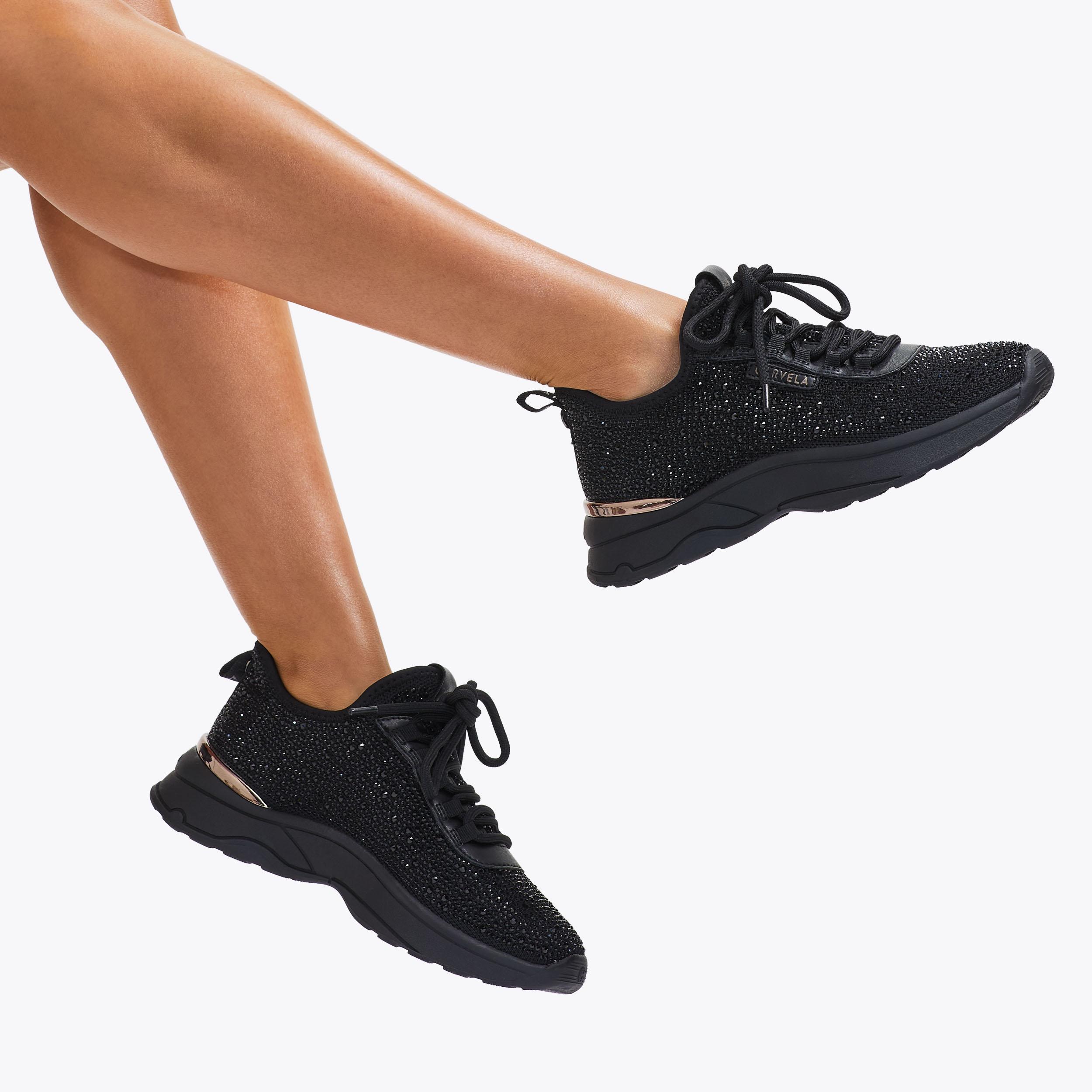 CLANE VOLUME SOLE SHOES BLACK 37 美品 SWIFT JEWEL RUNNER Black Crystal Trainer by CARVELA