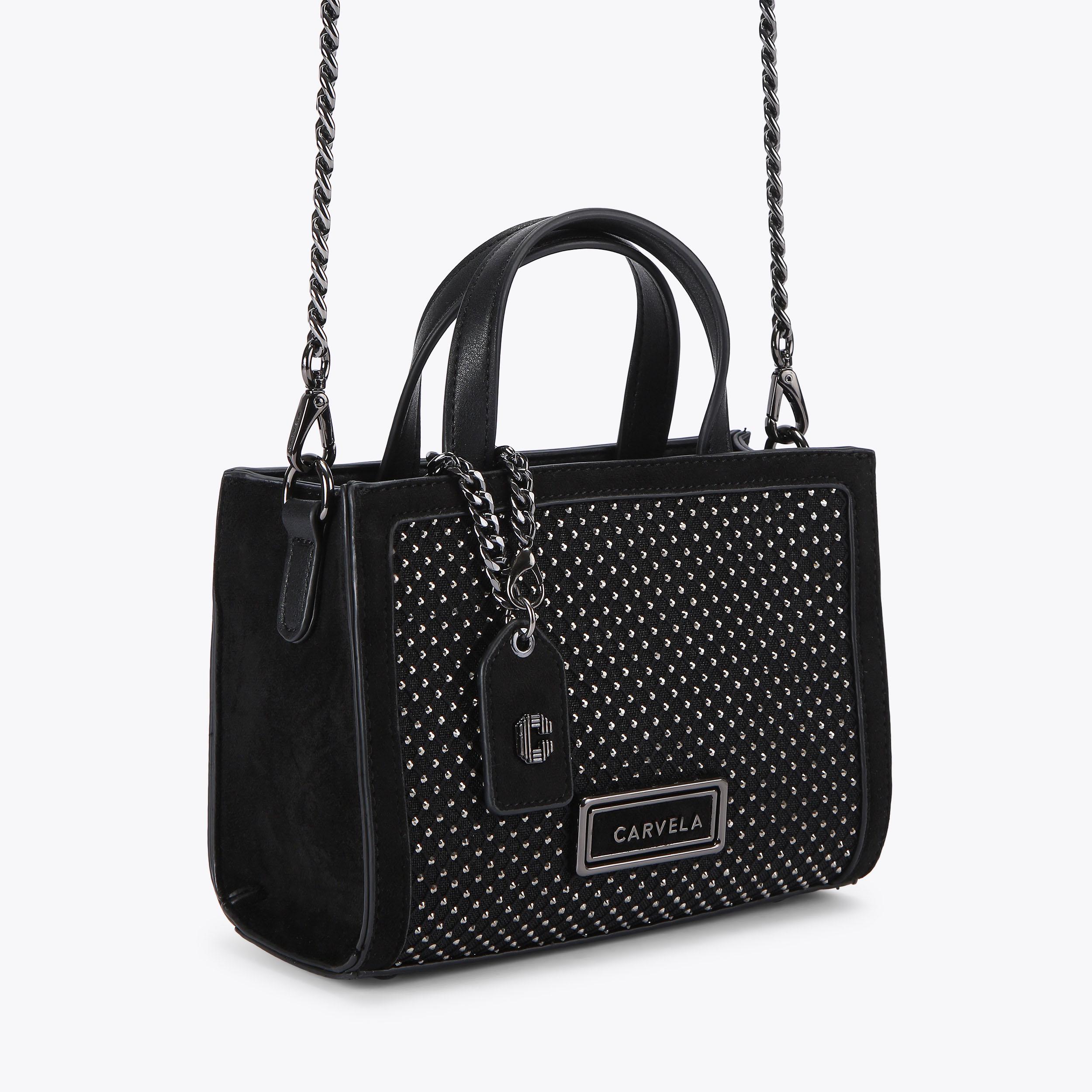 HOTSOX MINI TOTE Black Crystal Tote Bag by CARVELA