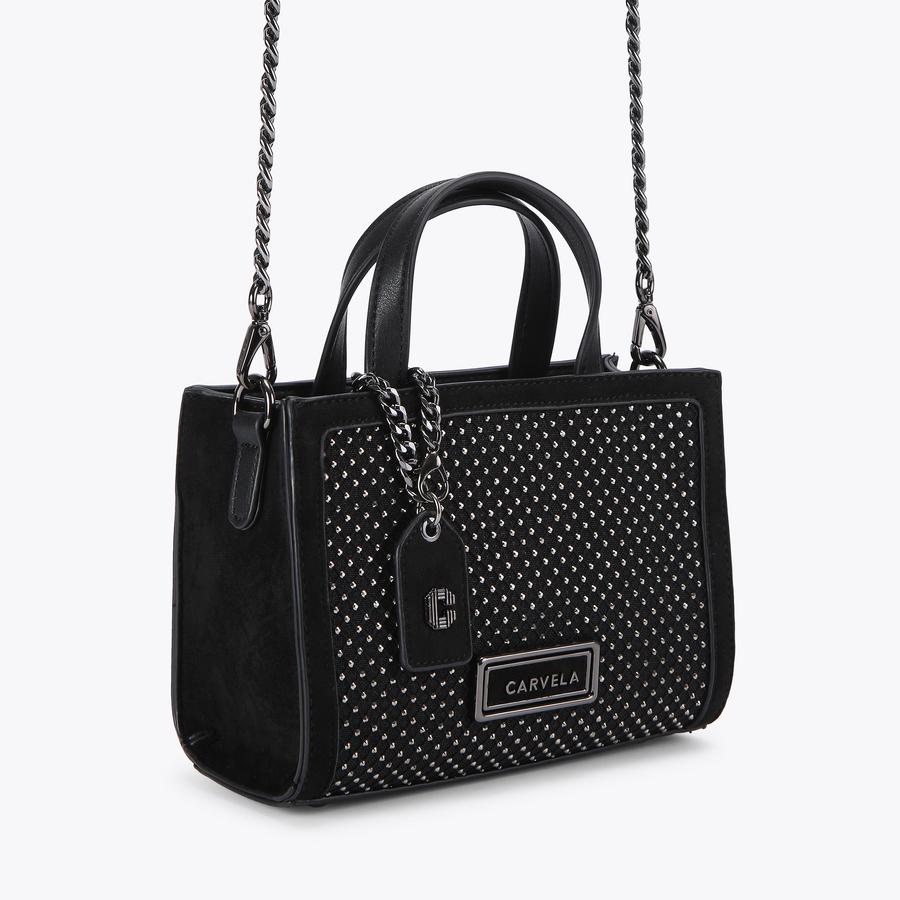 HOTSOX MINI TOTE Black Crystal Tote Bag by CARVELA
