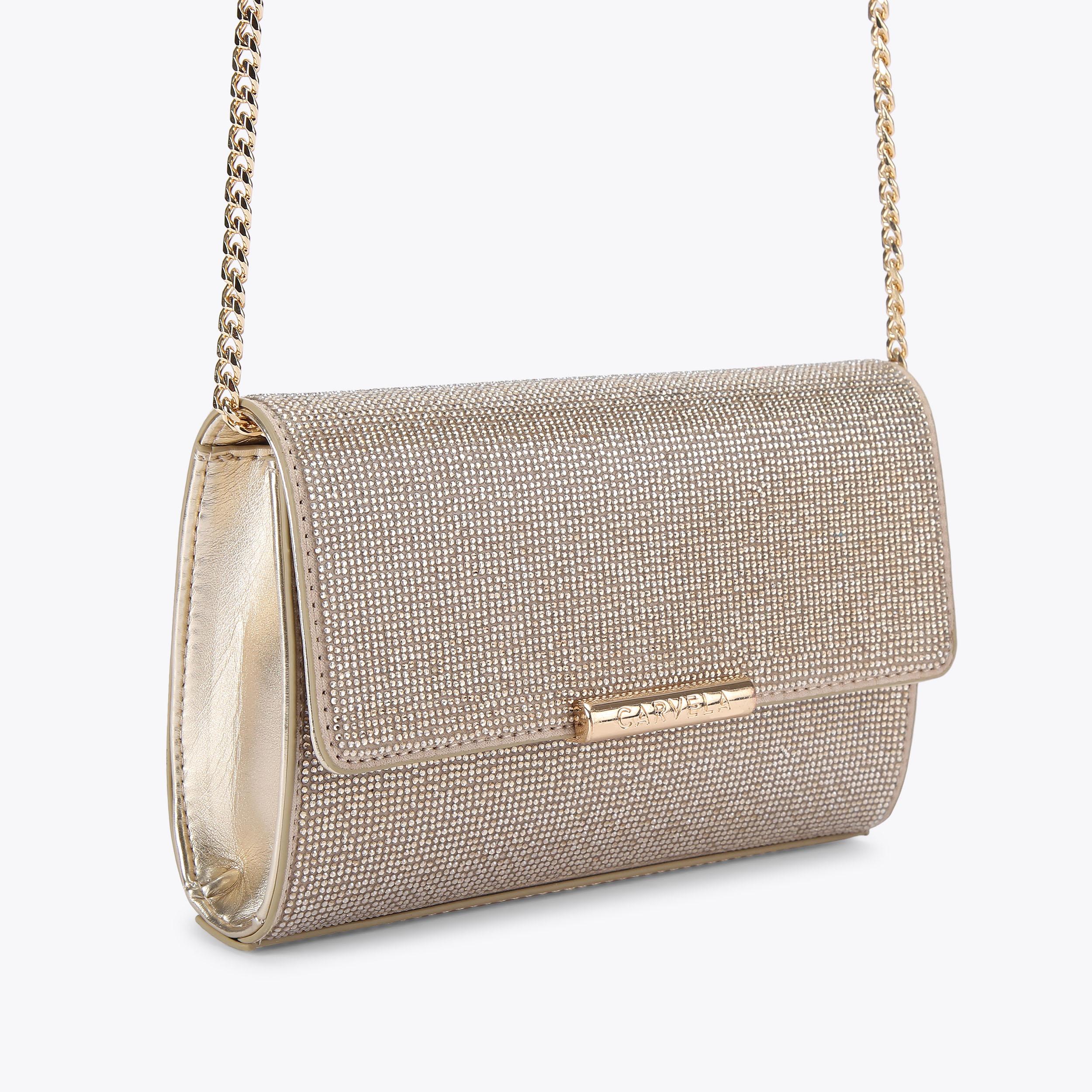 Kurt Geiger Carvela Bags Price GALA CLUTCH Gold Crystal Clutch Bag