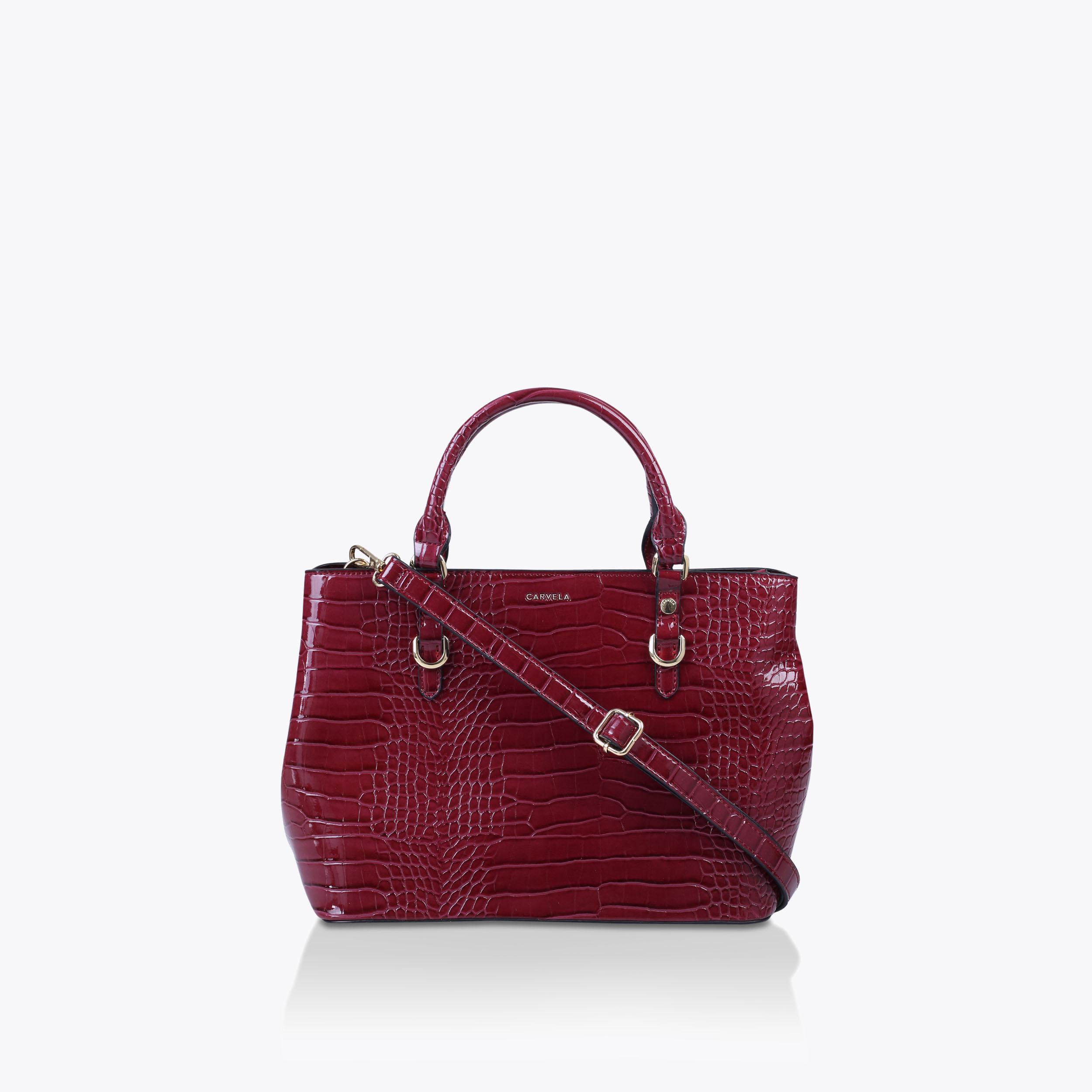 MINI HARLOW TOTE Wine Croc Shoulder Bag by CARVELA