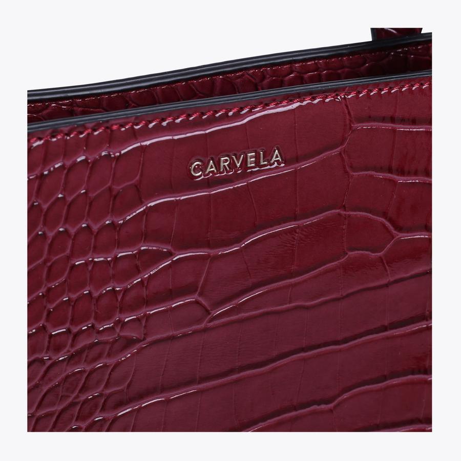 MINI HARLOW TOTE Wine Croc Shoulder Bag by CARVELA
