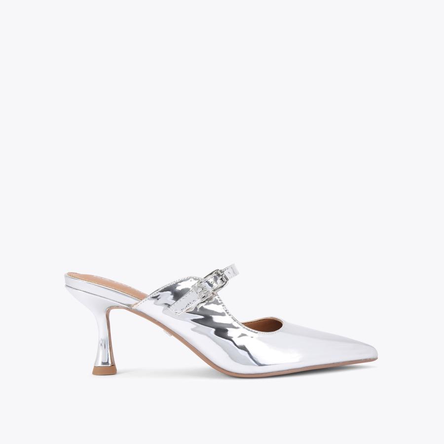 Silver metallic mules online