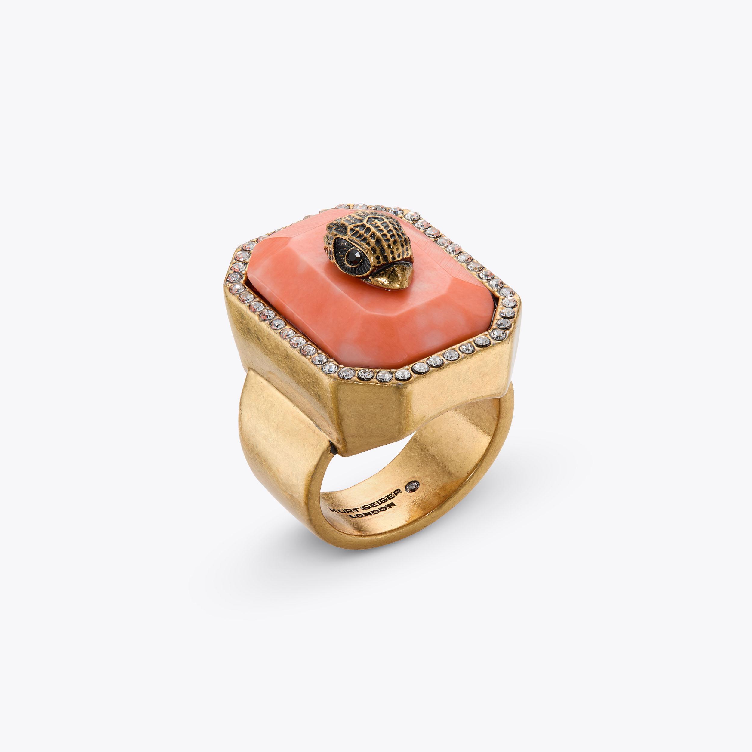 SMALL EMERALD STONE RING Chunky Gold Ring by KURT GEIGER LONDON