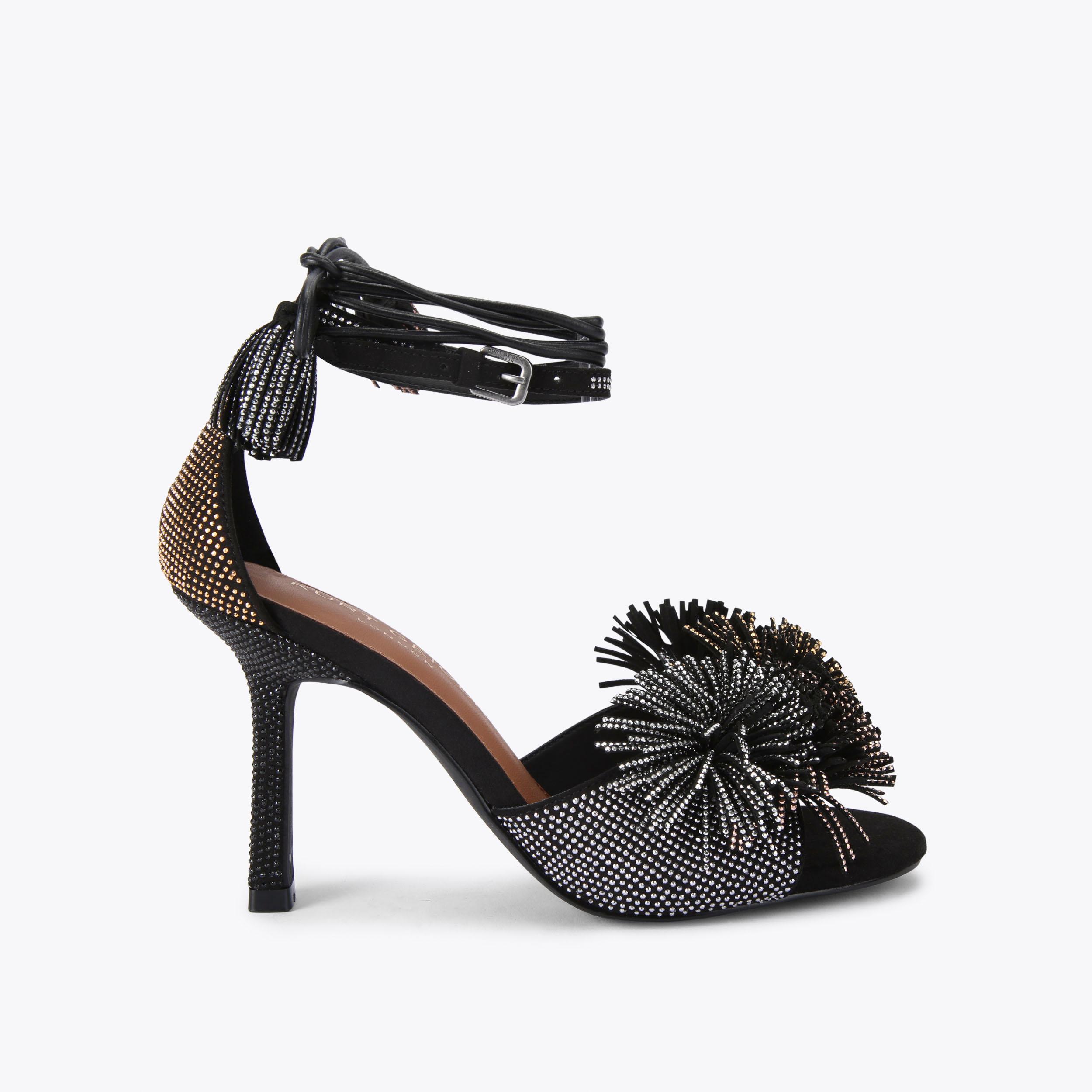 Pom Pom Tie Ankle Heel