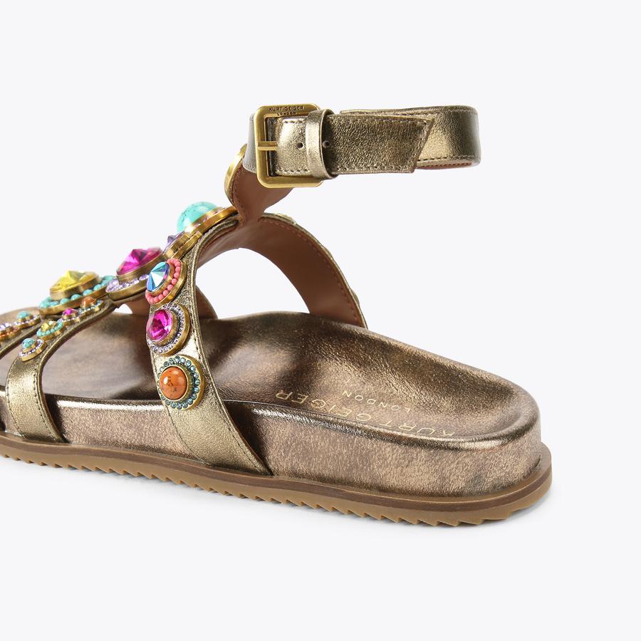 OCTAVIA FLEXI GLADIATOR Bronzed Leather Sandal by KURT GEIGER LONDON