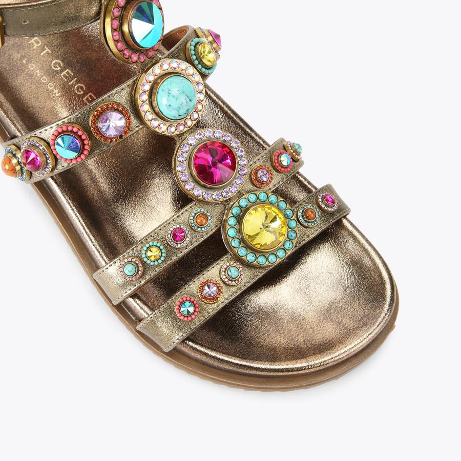 OCTAVIA FLEXI GLADIATOR Bronzed Leather Sandal by KURT GEIGER LONDON