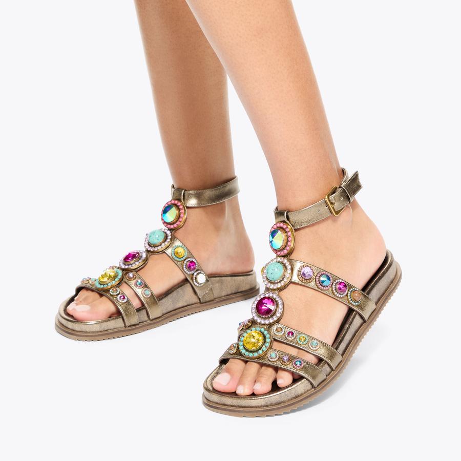 OCTAVIA FLEXI GLADIATOR Bronzed Leather Sandal by KURT GEIGER LONDON