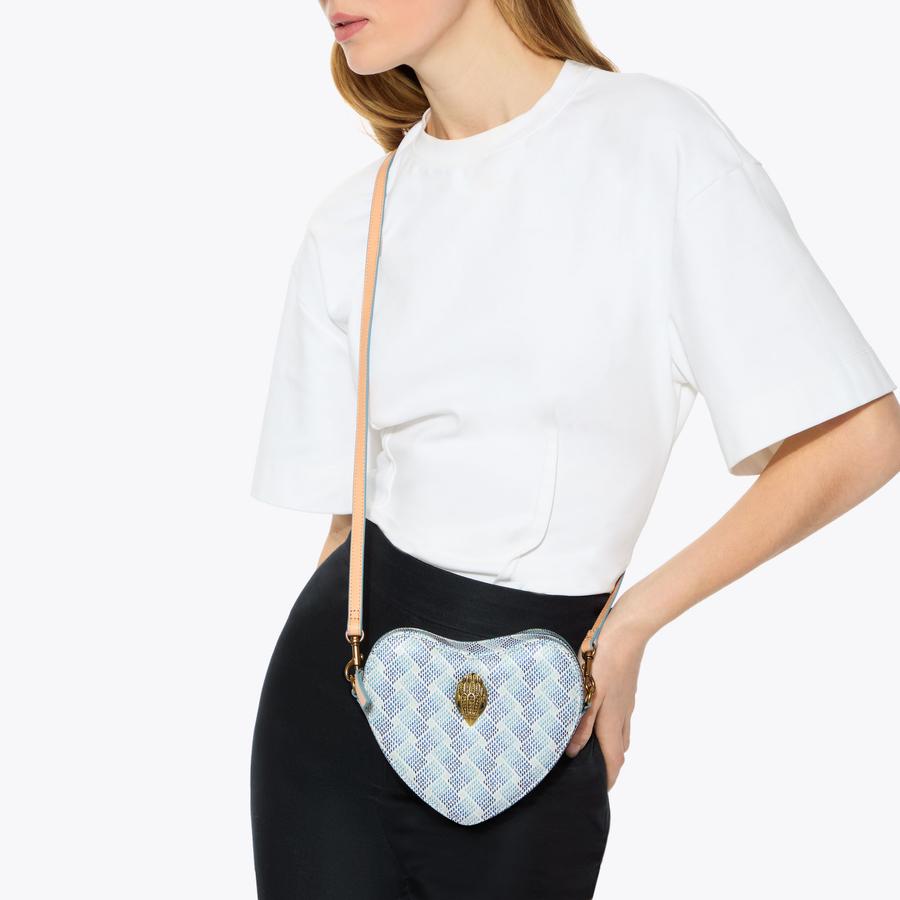 CAMDEN HEART XBODY Canvas Blue Heart Cross Body Bag by KURT GEIGER