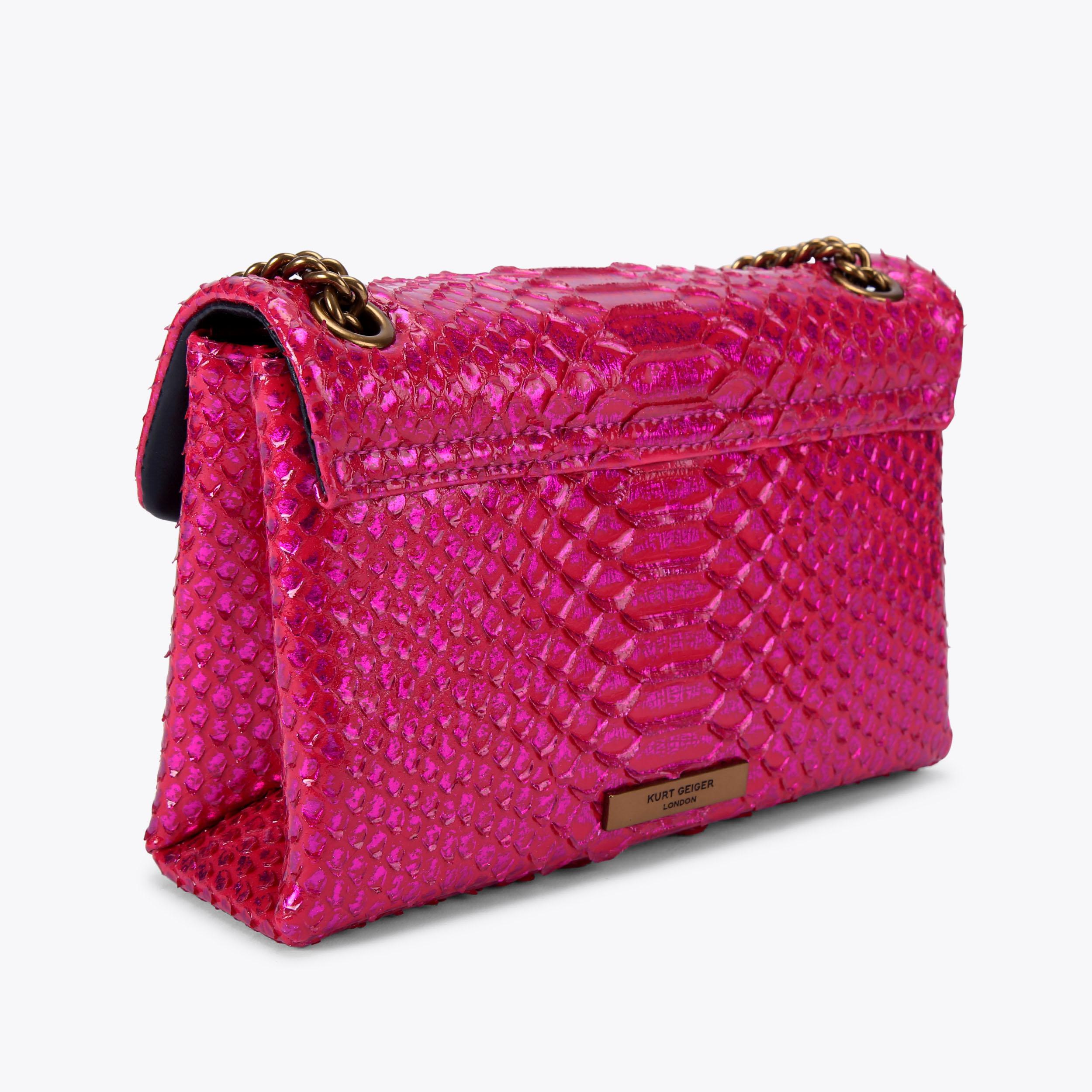 Sac Hobo Fille Fuchsia Métallisé Imprimé Animalier – Neuf Avec étiquettes – Simili Cuir