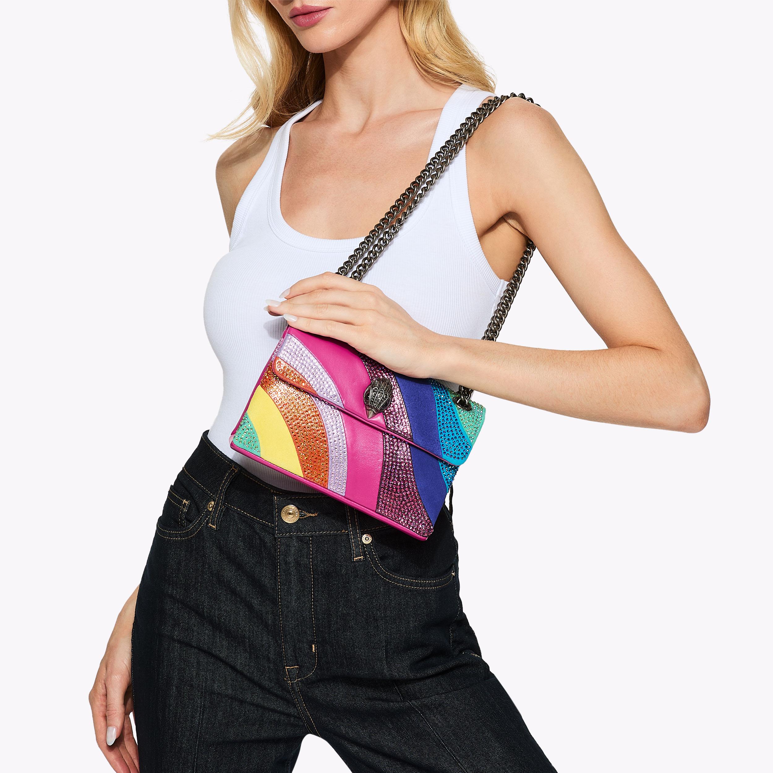 MINI KENSINGTON BAG Suede Crystal Rainbow Swirl Bag by KURT GEIGER