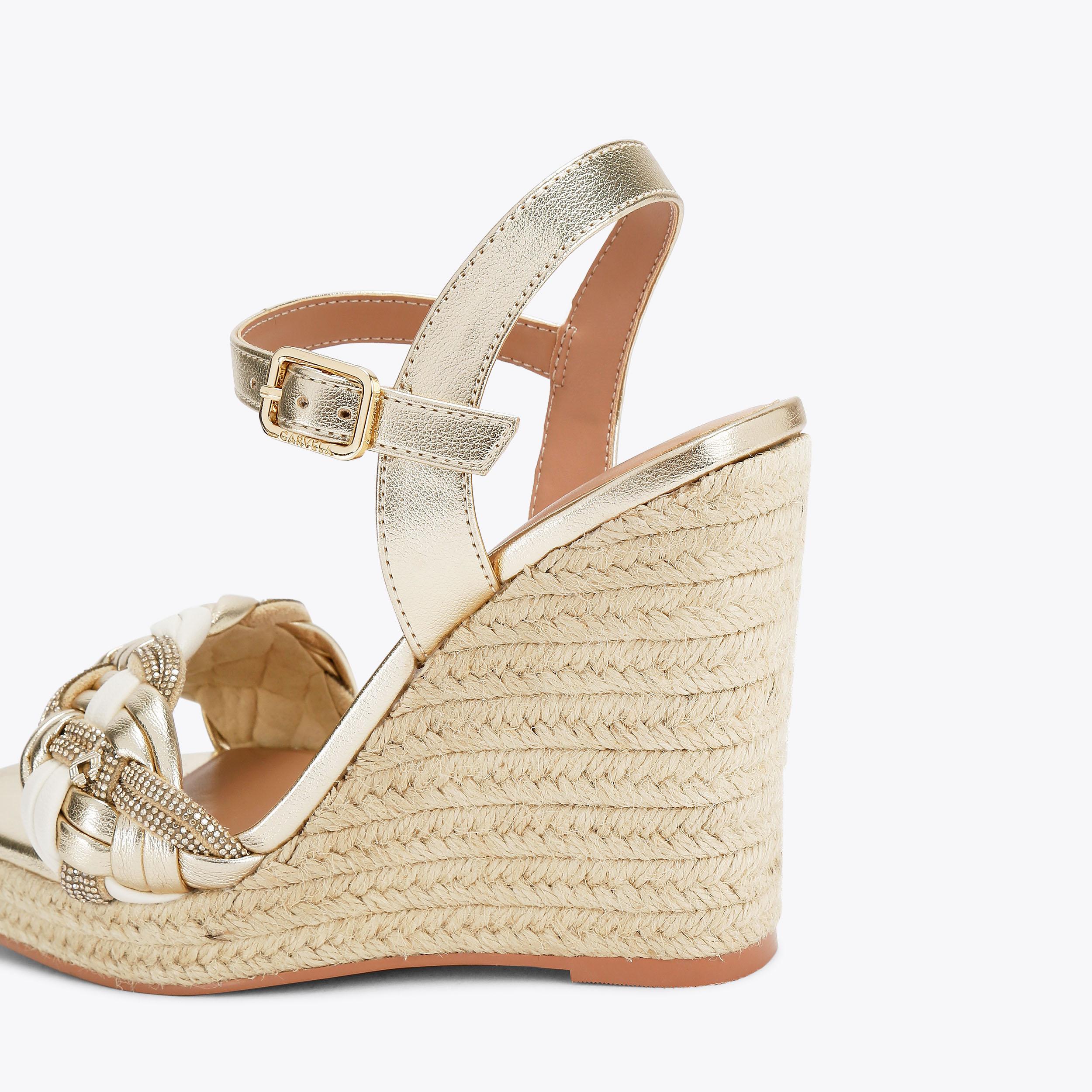 MAIELLA WEDGE Gold Woven Wedge Heels by CARVELA