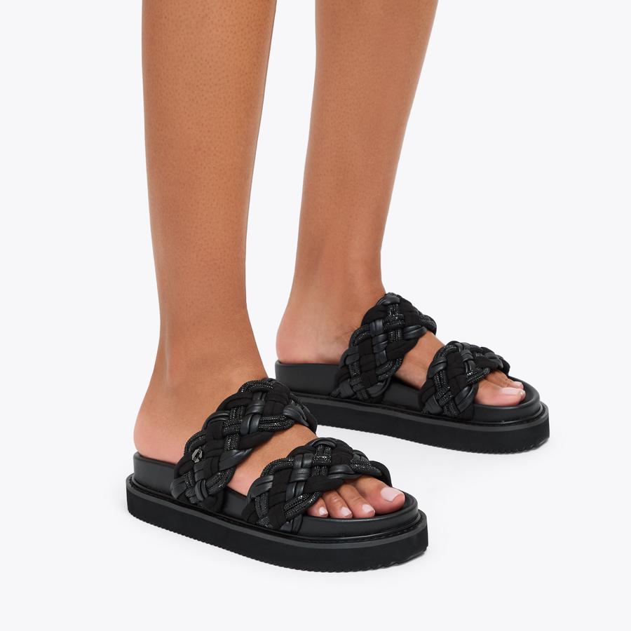 MAIELLA FLATFORM Black Crystal Slip On Sandal by CARVELA